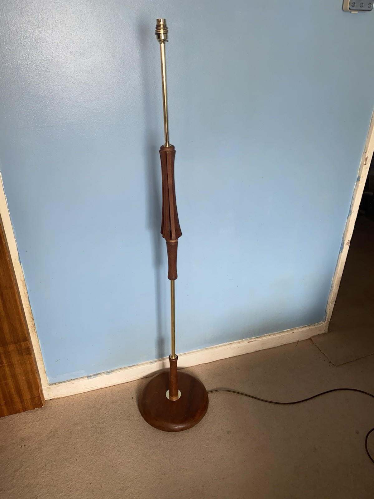 Vintage 1950s-60s Brass And Teak Floor Lamp Refurbished  Vintage 1950s-60s Brass And Teak Floor Lamp Refurbished 