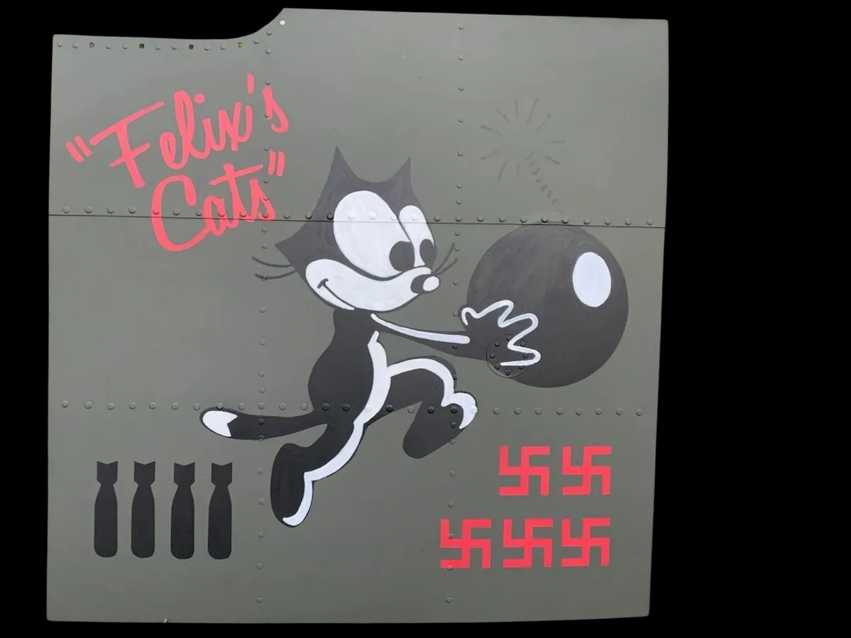 Hand-Painted Nose Art Panel- Felix the Cat, "Felix's Cats" NAP-0150