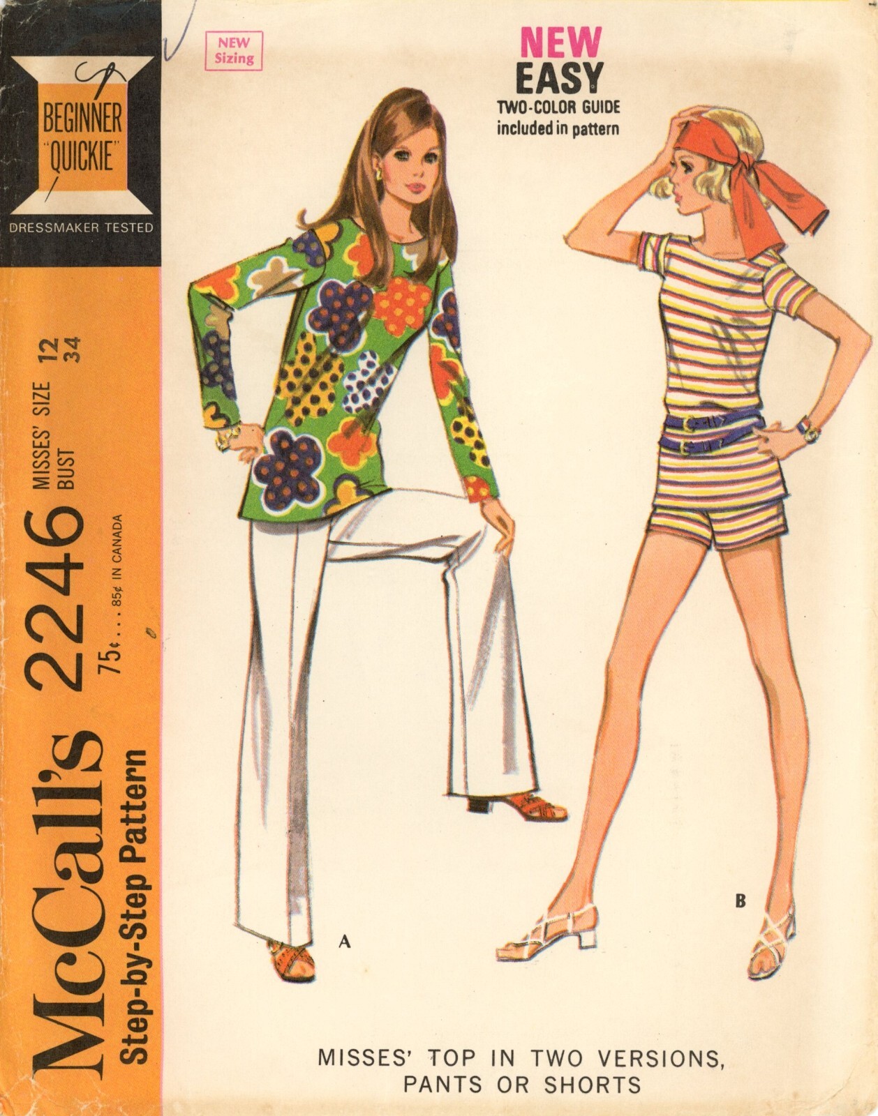 McCall's 2246 Pullover Tops & 5-Section Pants, Shorts Sz 12 CUT COMPLETE McCall's 2246 Pullover Tops & 5-Section Pants, Shorts Sz 12 CUT COMPLETE