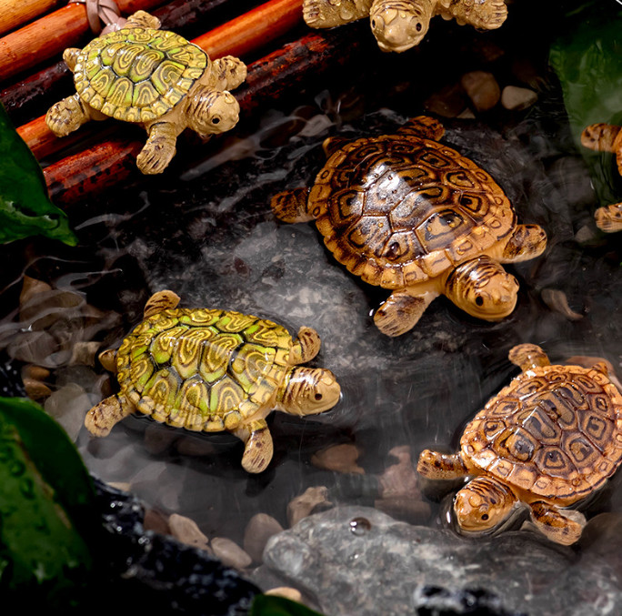 Aquarium Floating Turtle Figurines Set of 5, Simulation Ornament for Decor Aquarium Floating Turtle Figurines Set of 5, Simulation Ornament for Decor