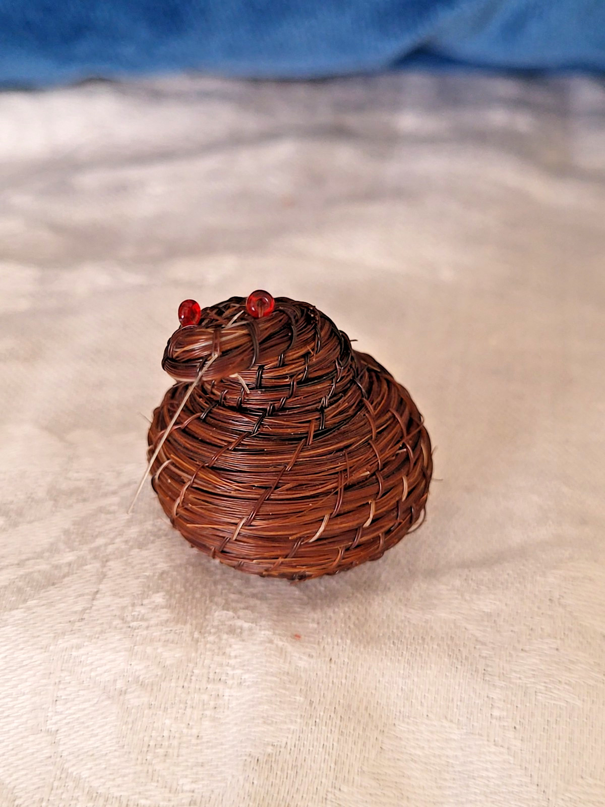 Tohono O'odham mini micro horsehair basketry sculpture snake Tohono O'odham mini micro horsehair basketry sculpture snake
