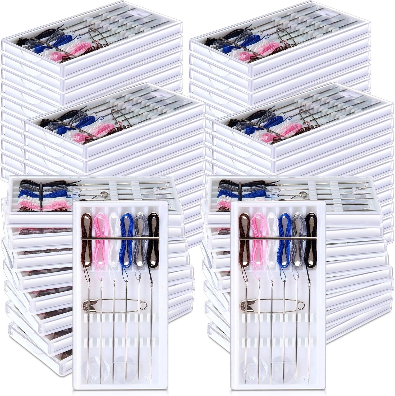 60 Boxes Pre Threaded Needles Sewing Kit, Random Color, 6 Threads 60 Boxes Pre Threaded Needles Sewing Kit, Random Color, 6 Threads