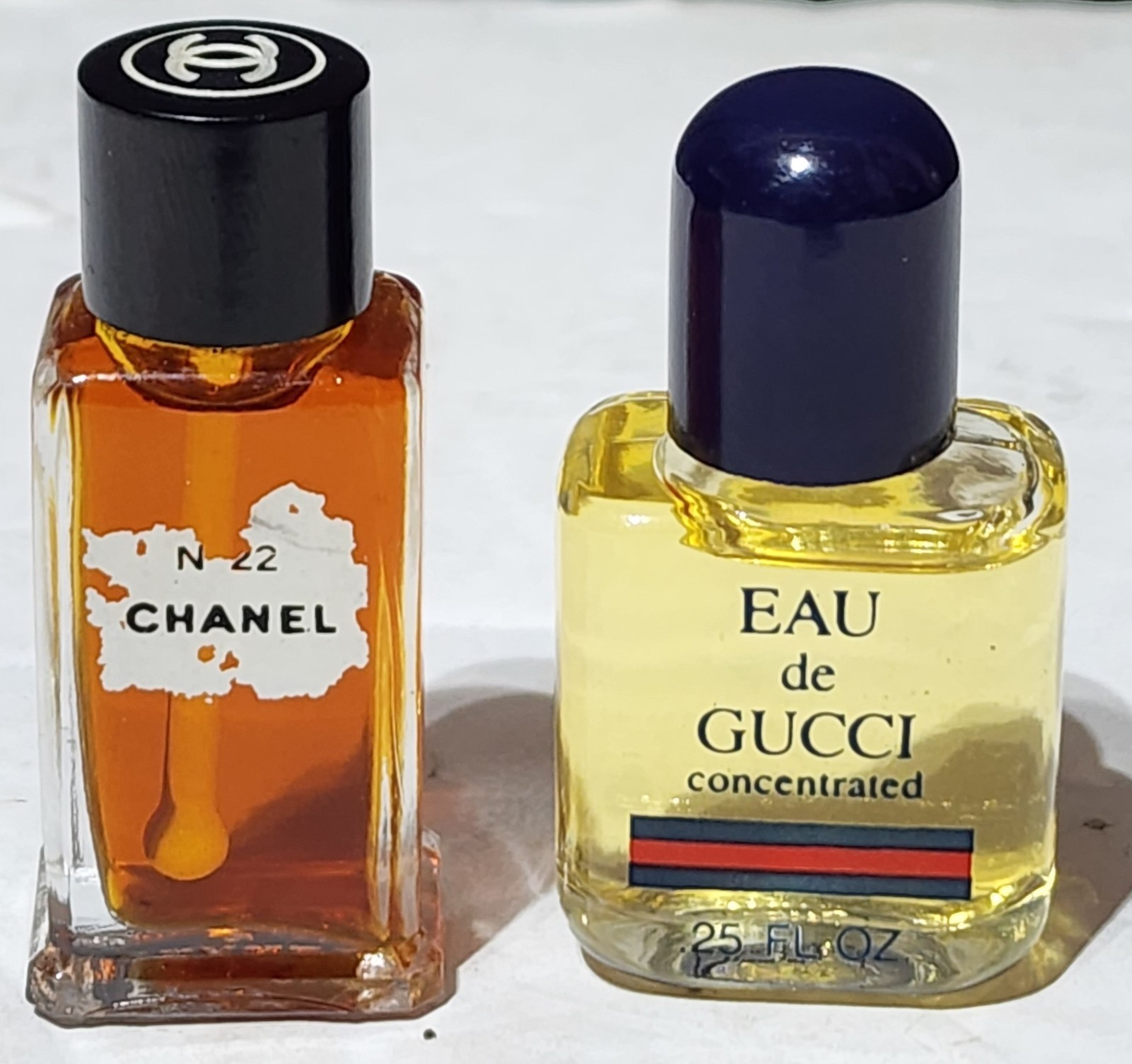 Vintage Chanel No 22 Perfume & Eau de Gucci Concentrated Mini Bottle Lot Vintage Chanel No 22 Perfume & Eau de Gucci Concentrated Mini Bottle Lot
