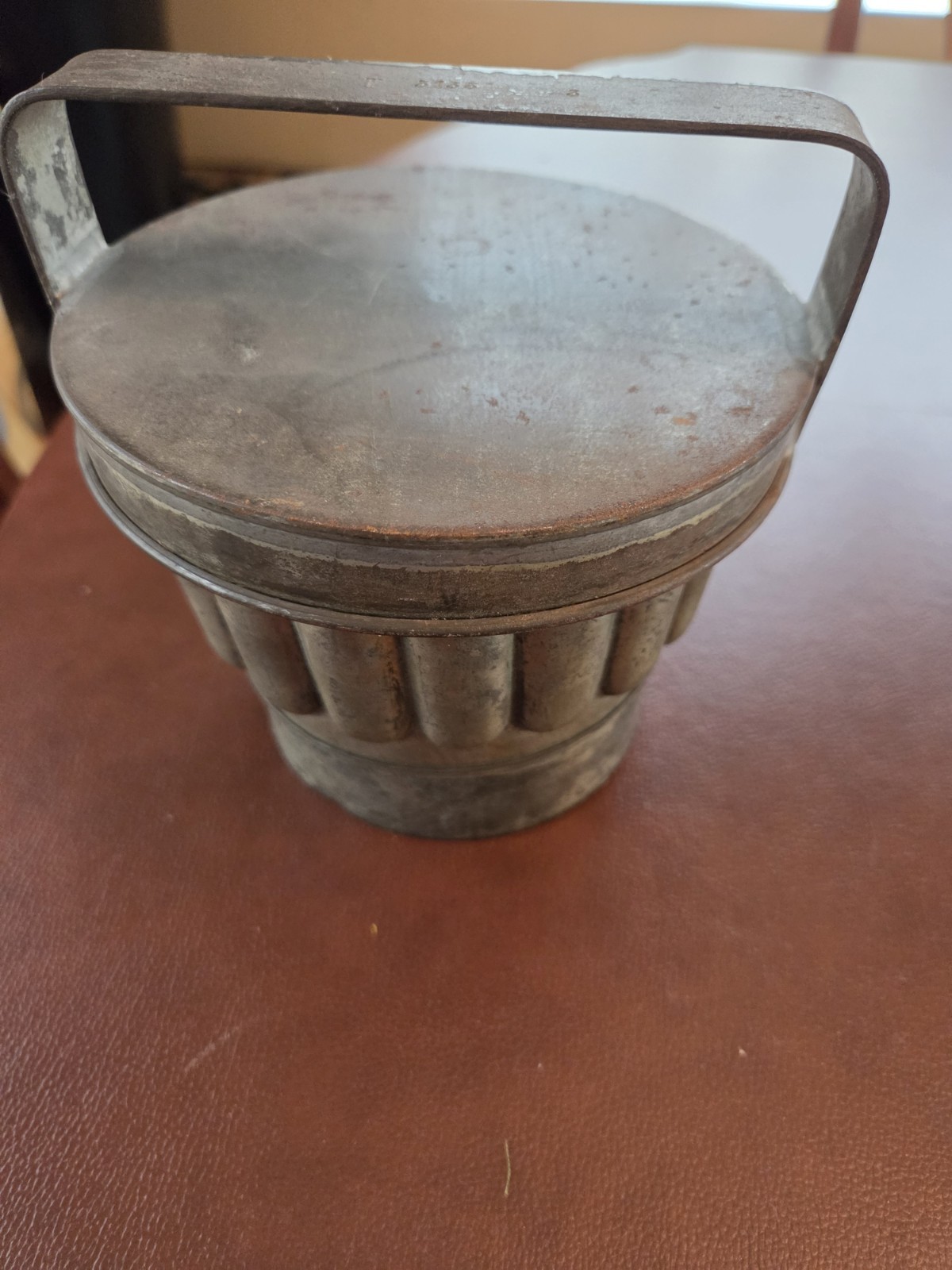 Antique French Ice Cream Mold with T 5135 Stamped onto Handle of Lid Antique French Ice Cream Mold with T 5135 Stamped onto Handle of Lid
