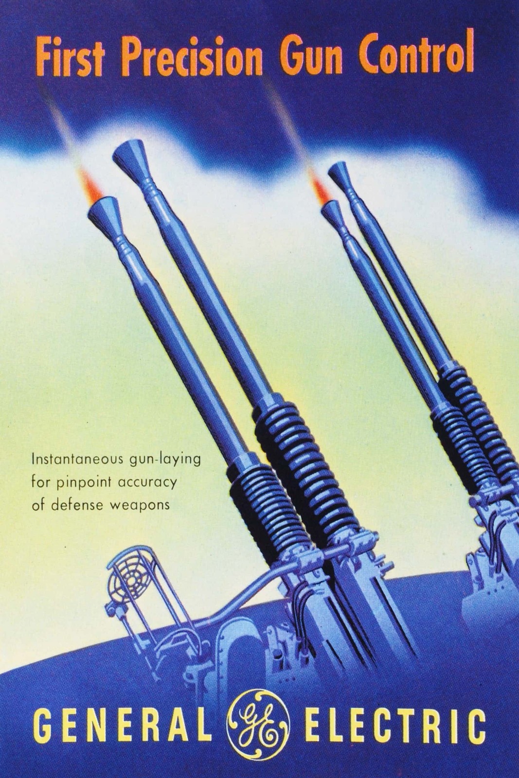🌟 General Electric Vintage Ad Poster - 1940s Precision Gun Control - 24x36” - 🌟 General Electric Vintage Ad Poster - 1940s Precision Gun Control - 24x36” -