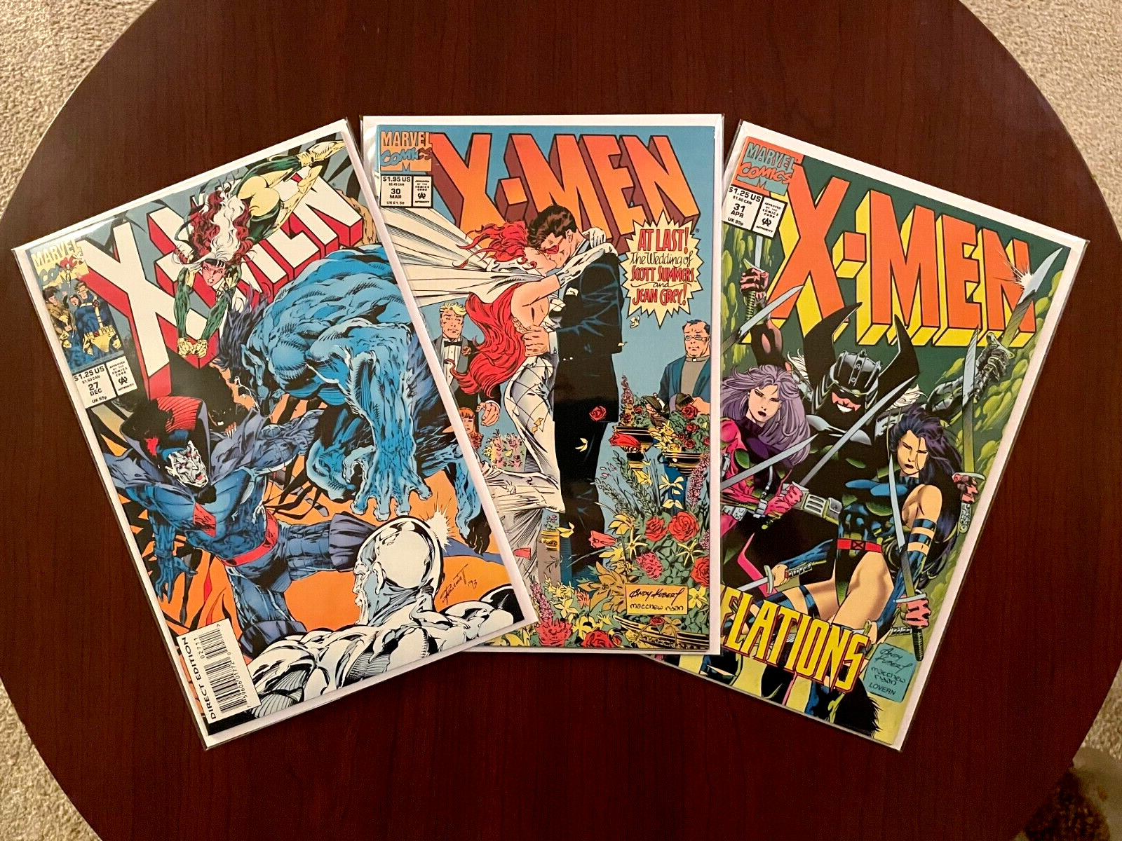 X-Men #27 #30 #31 (Marvel 1993) Wedding Jean Grey 1st Threnody w/ Cards 9.4 NM