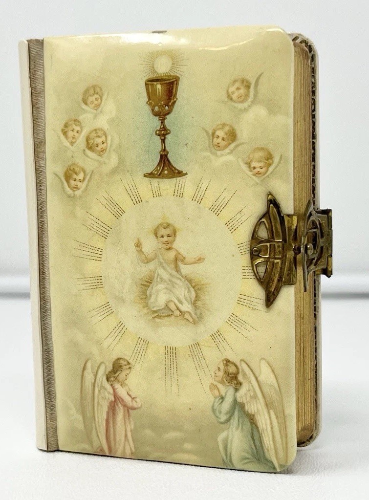 Antique 1922 Key Of Heaven Celluloid Catholic Prayer Book W Clasp Some Flaws Antique 1922 Key Of Heaven Celluloid Catholic Prayer Book W Clasp Some Flaws