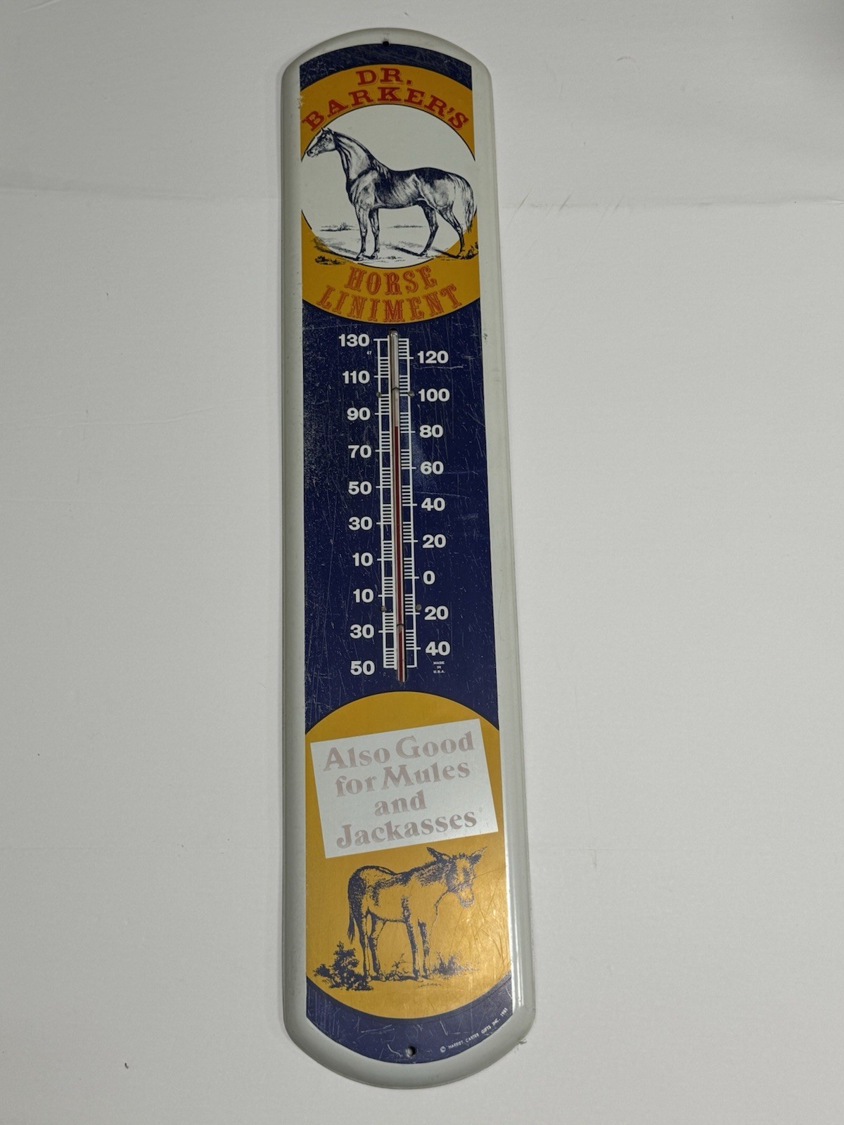 Vintage-style Advertising Thermometer for Dr. Barker's Horse Liniment 1981 USA