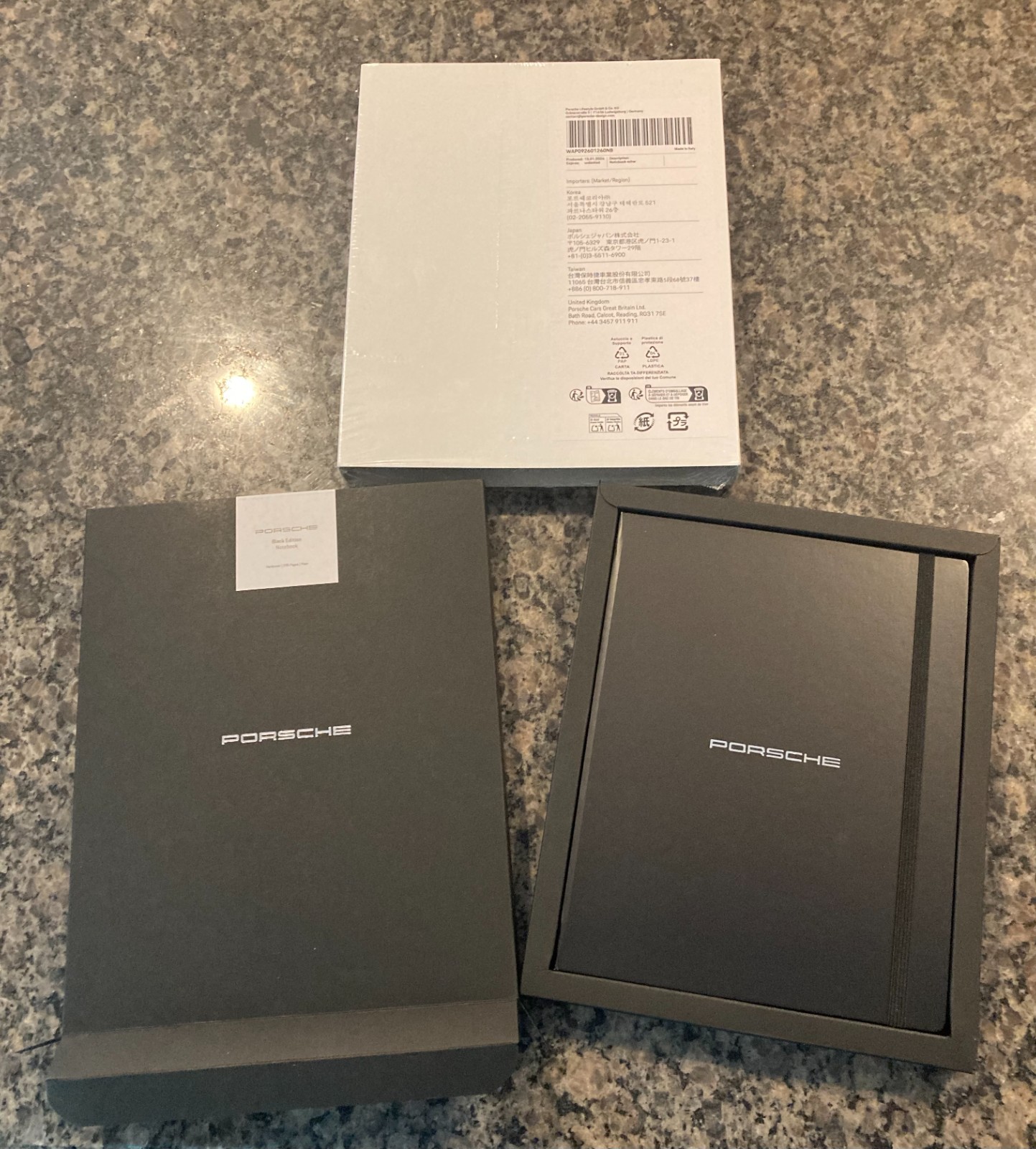 PORSCHE DESIGN LIMITED EDITION BLANK BLACK NOTEBOOK WITH PEPITA LINING. NIB. PORSCHE DESIGN LIMITED EDITION BLANK BLACK NOTEBOOK WITH PEPITA LINING. NIB.