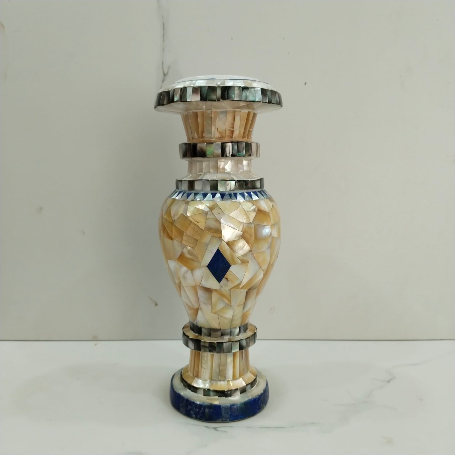 30'' Marble Flower Vase pot lapis inlay mop showpieces home decor collectible 30'' Marble Flower Vase pot lapis inlay mop showpieces home decor collectible