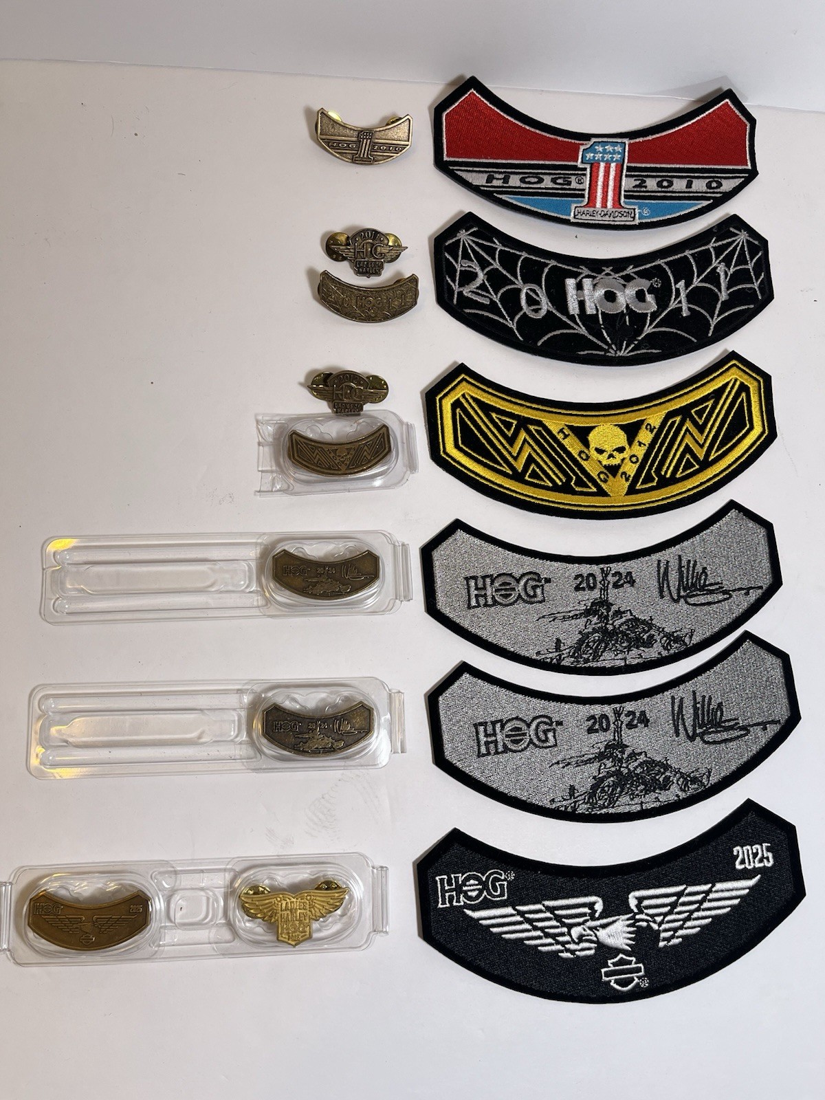 HOG Harley Davidson 15 pc Patch And Pin Lot - 2010 2011 2012 2024 2025
