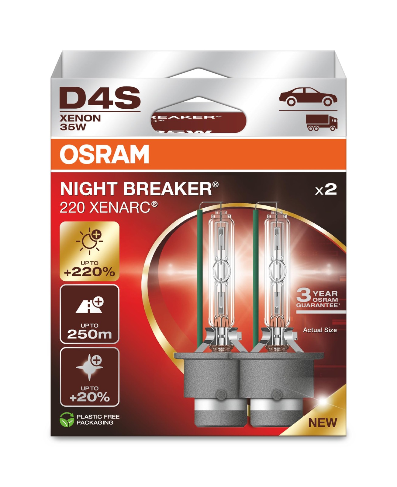 OSRAM Xenarc Night Breaker 220, D4S, +220% More Brightness, 2 Lampen, D4s OSRAM Xenarc Night Breaker 220, D4S, +220% More Brightness, 2 Lampen, D4s