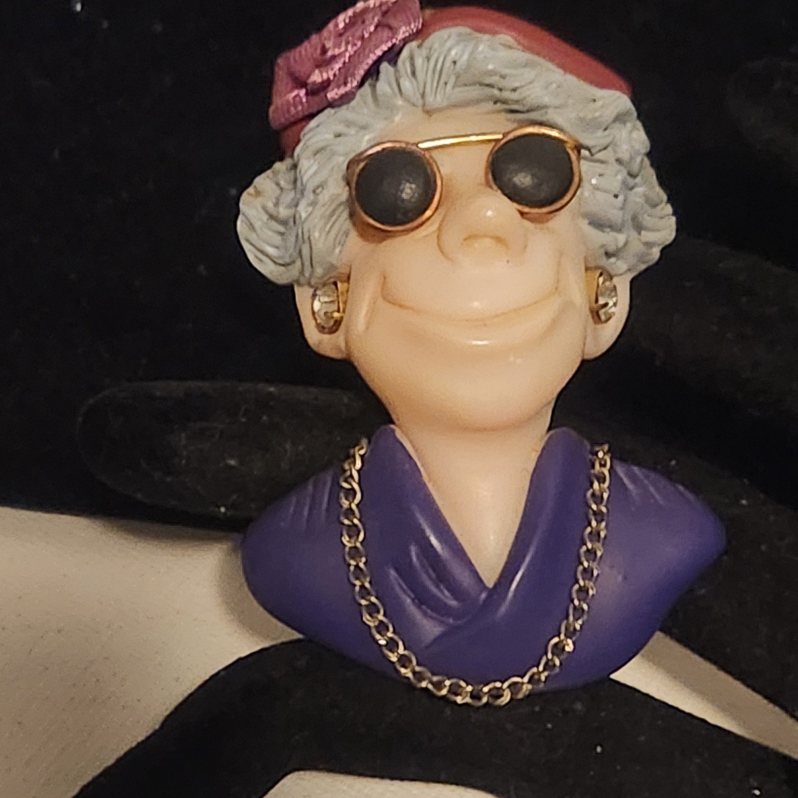 Vintage J Manning Limited Edition Resin Magnet Whimsical Lady Purple Red Hat Vintage J Manning Limited Edition Resin Magnet Whimsical Lady Purple Red Hat