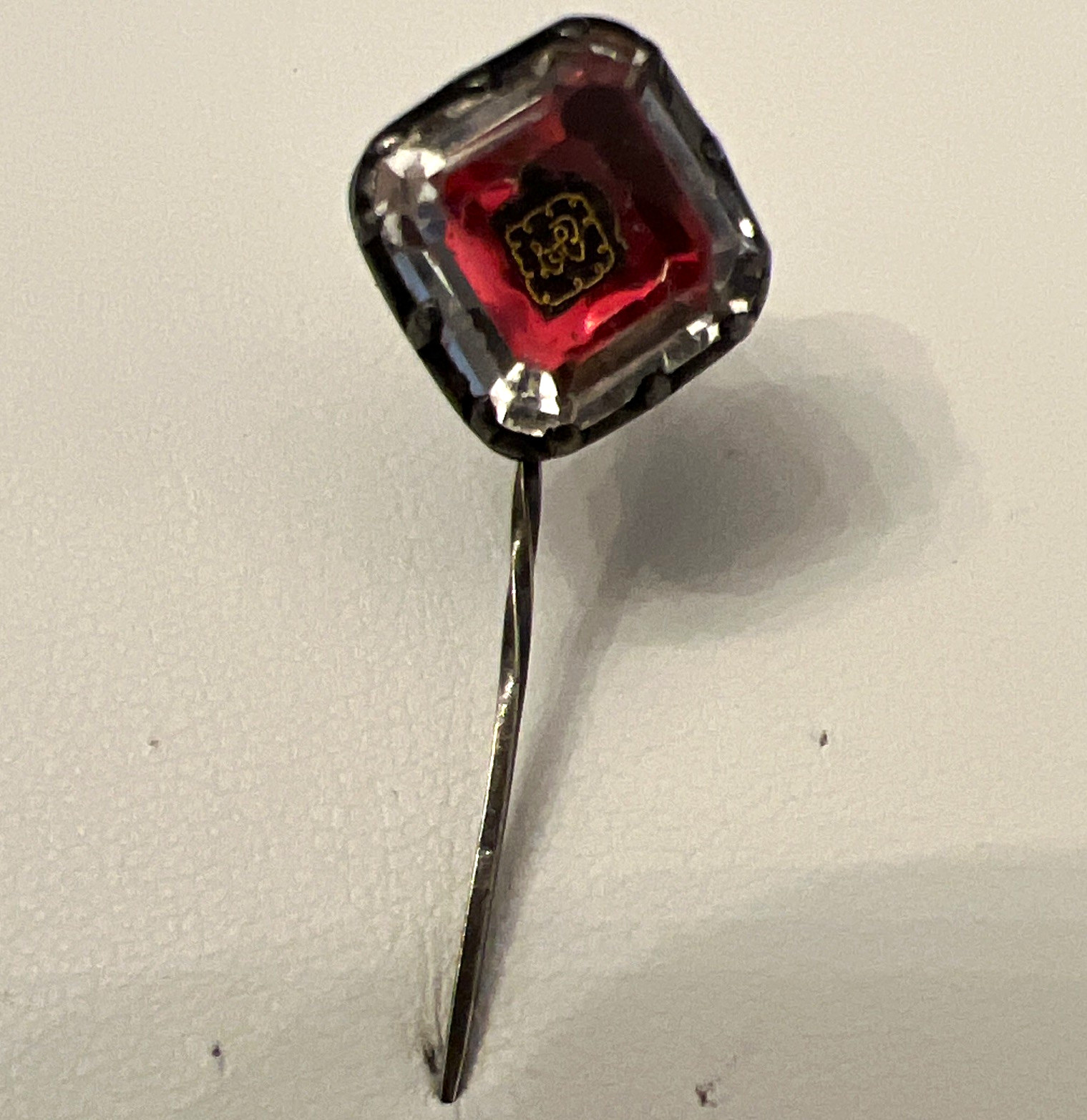 Antique 17th/18th Century English Foiled Stuart Crystal Stick Pin Sterling Antique 17th/18th Century English Foiled Stuart Crystal Stick Pin Sterling