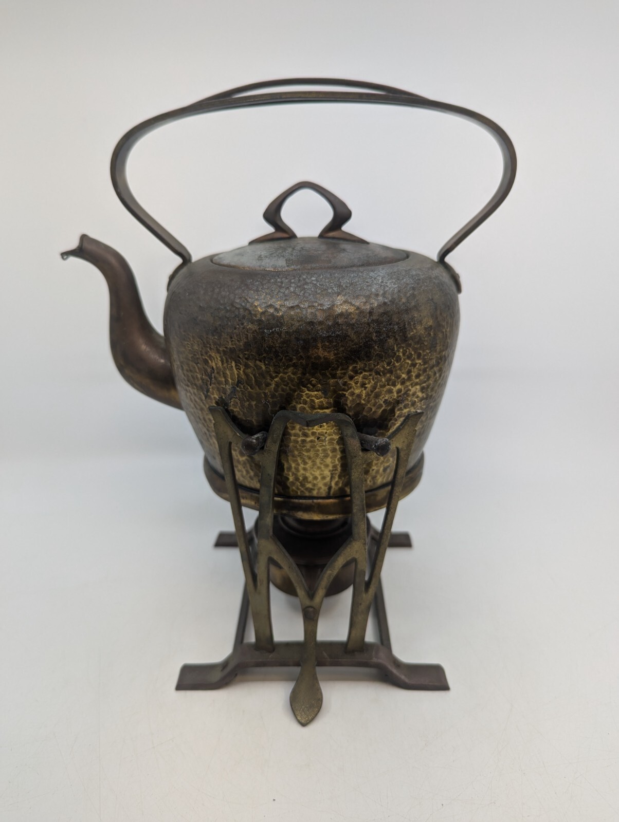 Vintage GBN Gebruder Bing, Nurnberg Tilting Copper Tea Kettle with Brass Stand