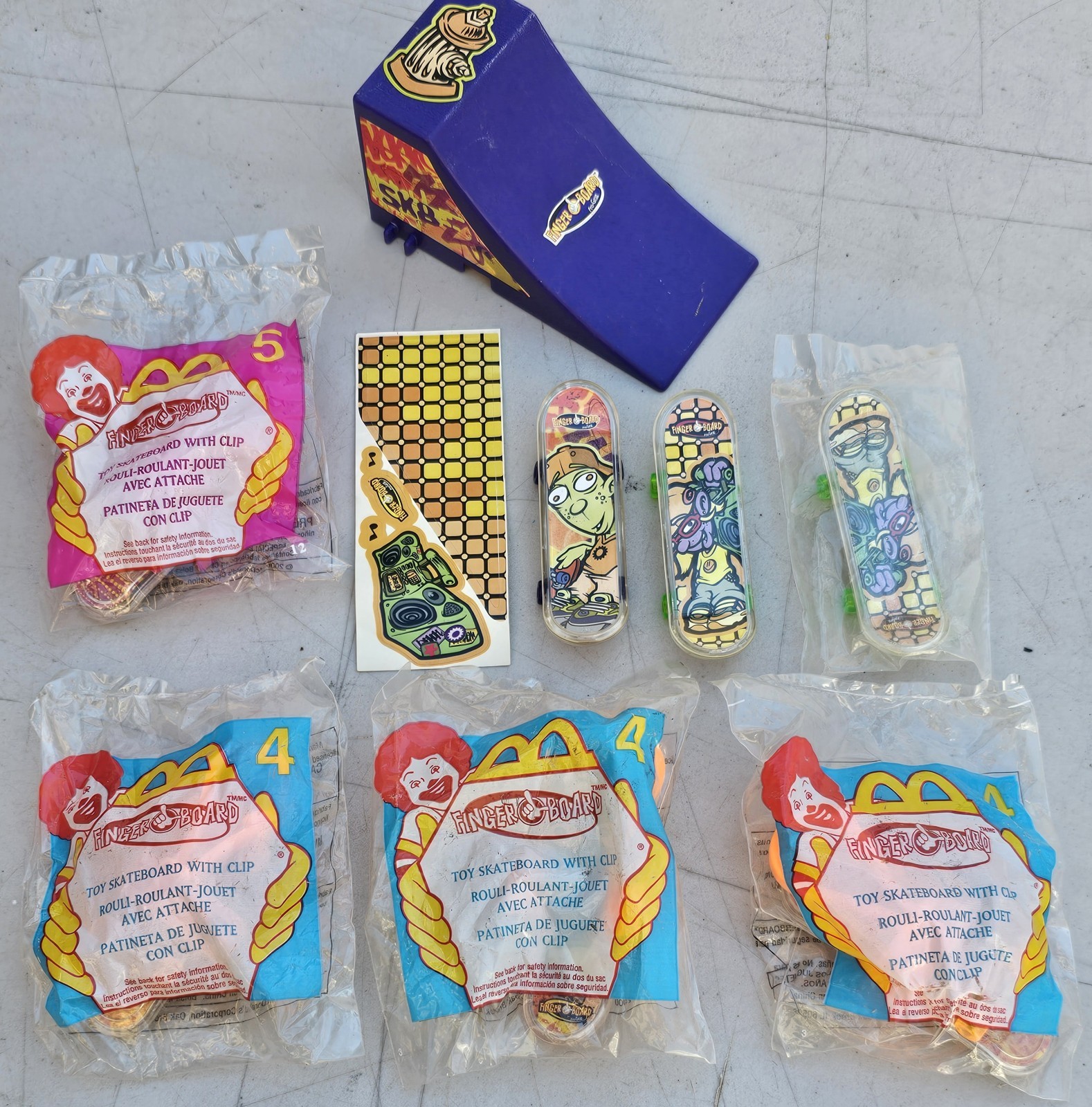 Vintage McDonalds Pro Gear Fingerboard Finger Skate Board Lot Ramp Keychain SK8