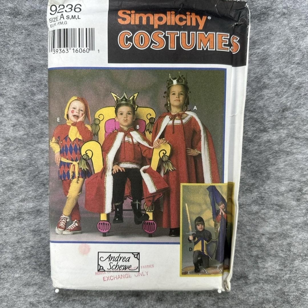 NEW Simplicity Sewing Pattern Childrens S M L Medieval Costume DIY Craft