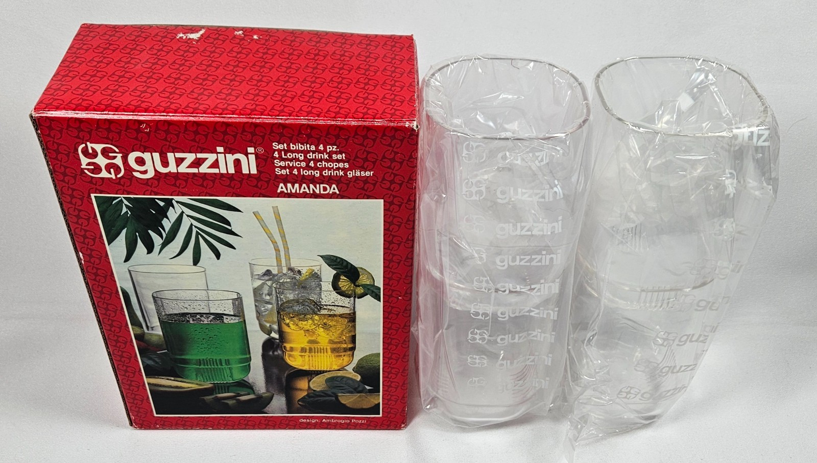 Vintage Mid Century Modern Guzzini Amanda Lucite Glasses Retro Italian InBox MCM Vintage Mid Century Modern Guzzini Amanda Lucite Glasses Retro Italian InBox MCM