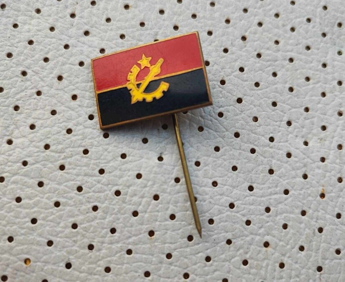 National Flag Angola 1975 Enamel Vintage Pin 1975 RARE Pin Badge Angola