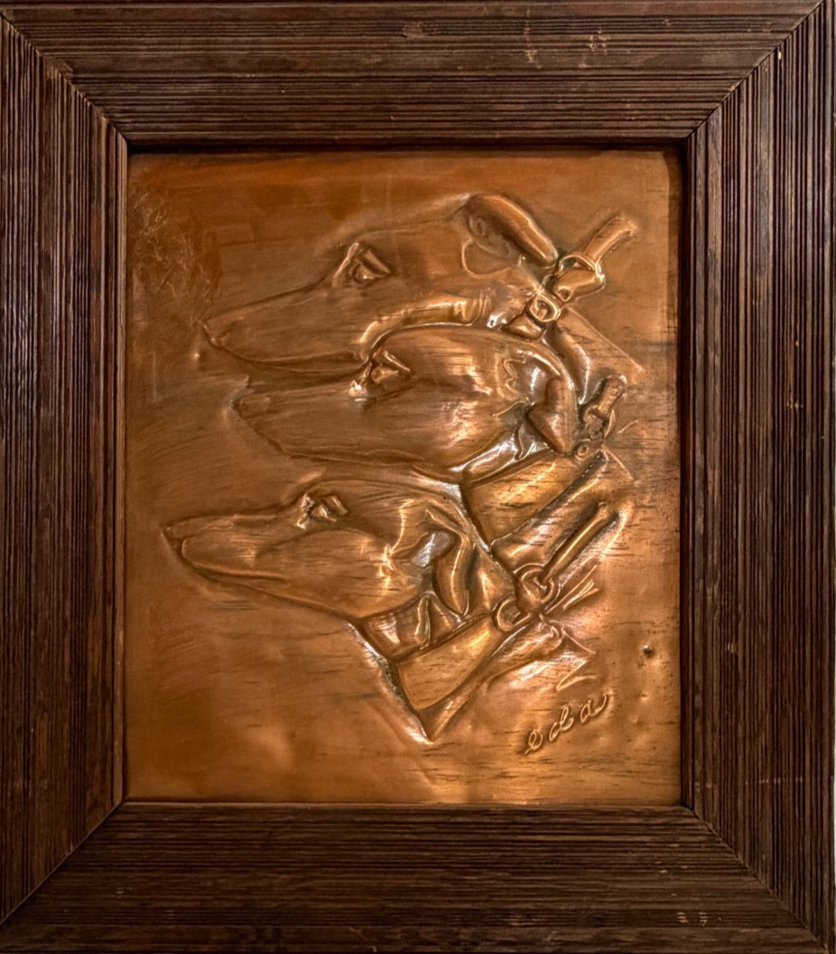 Vintage Mid Century Framed Copper Repoussé Wall Art / Plaque