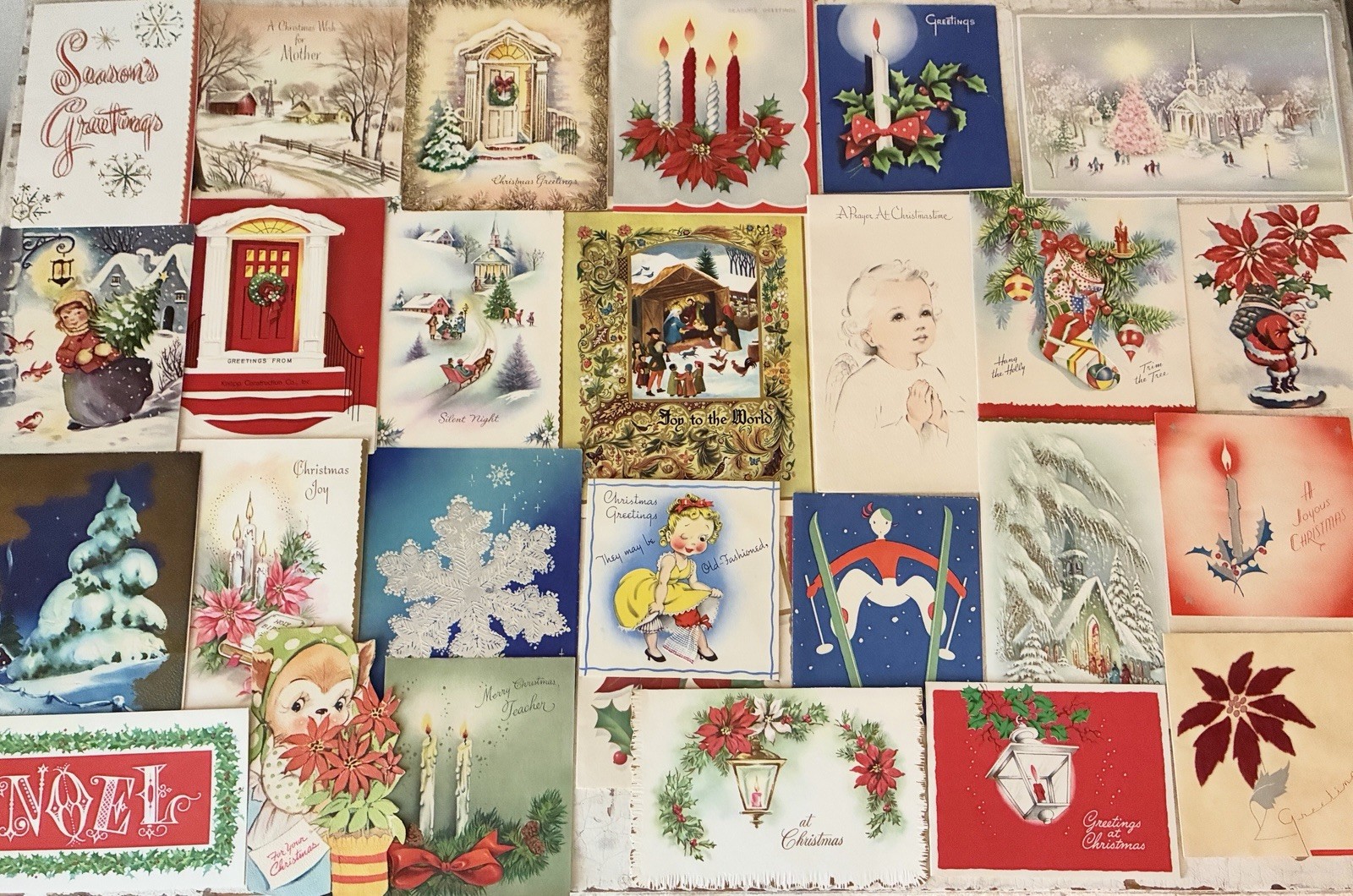 Large Lot of 55 Vintage 1930s-1960s Christmas Greeting Cards Large Lot of 55 Vintage 1930s-1960s Christmas Greeting Cards