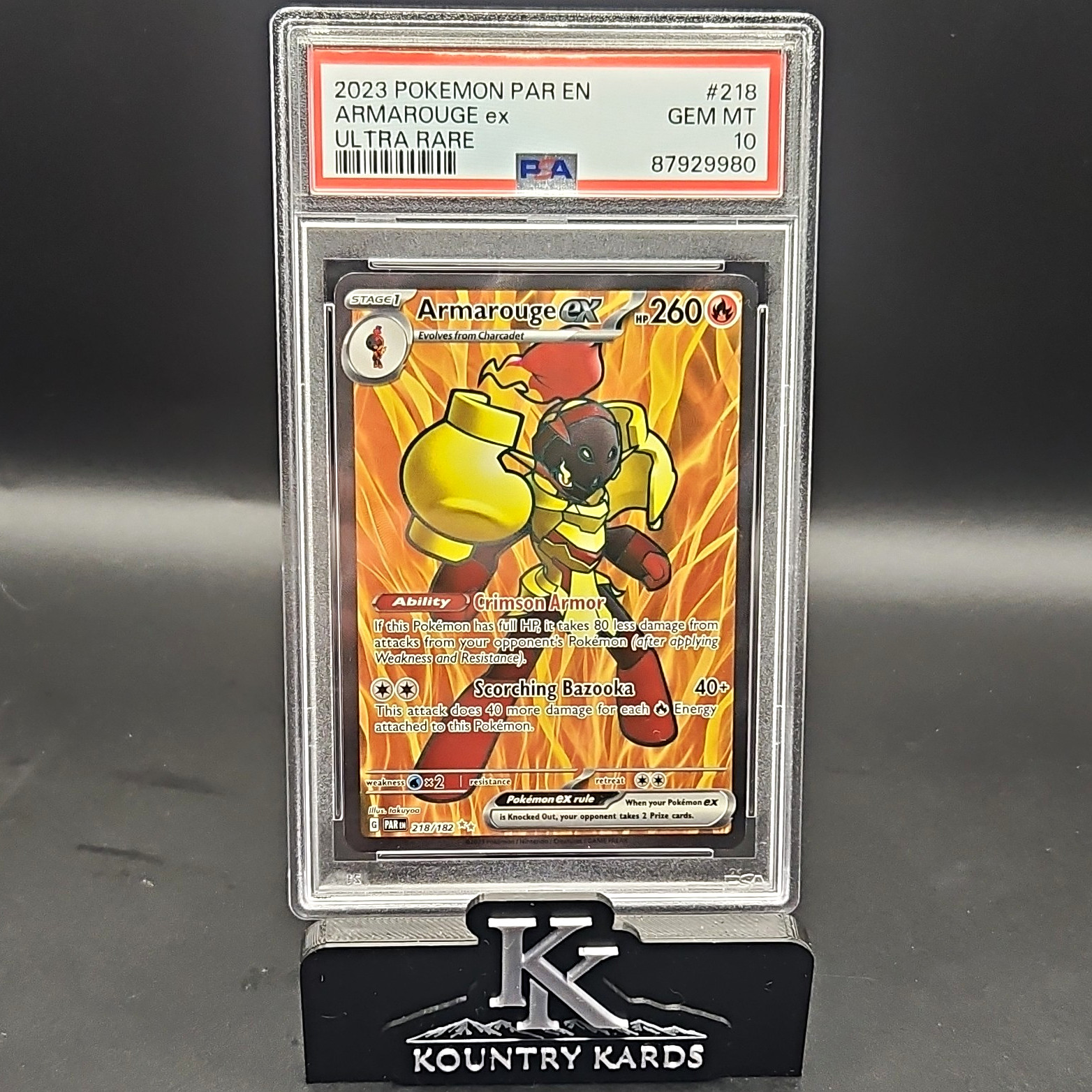 2023 Pokémon Paradox Rift Armarouge ex 218/182 Ultra Rare PSA 10 Card Gem Mint