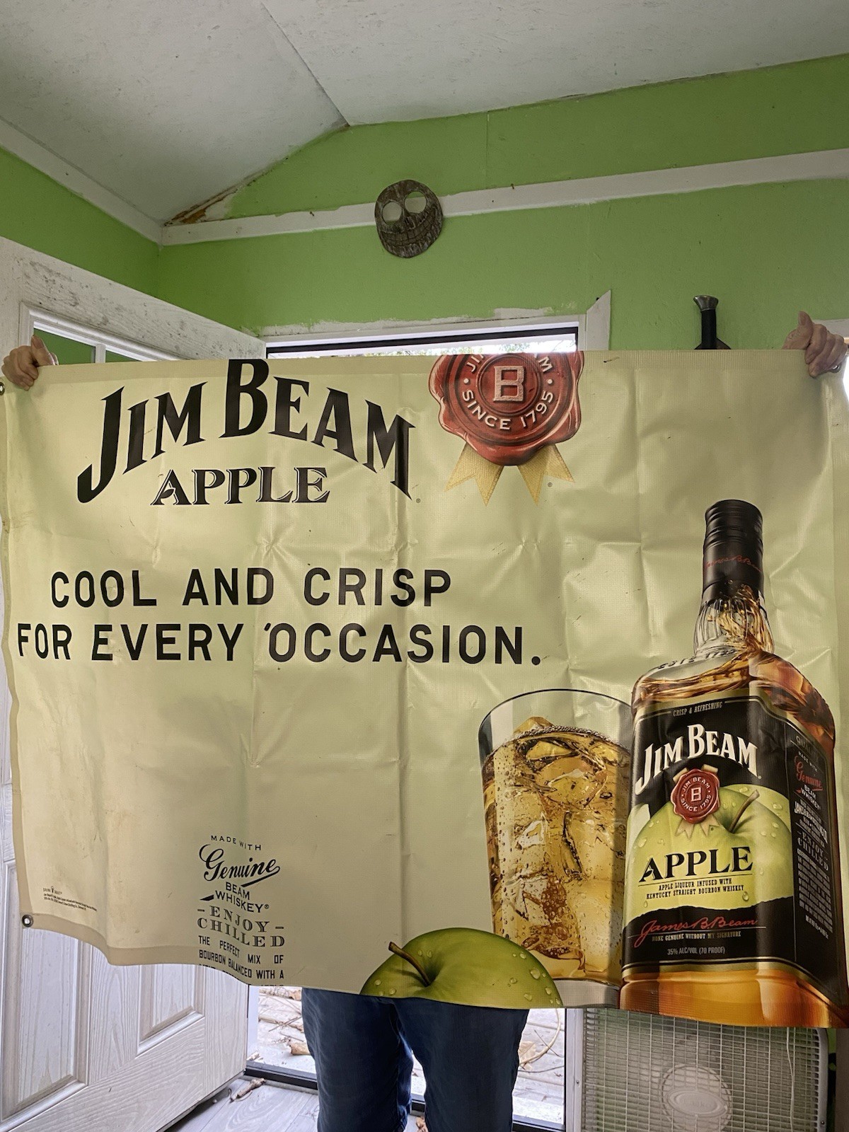 Vintage Jim Beam Apple Bourbon Banner 54" x 36" Heavy Vinyl Bar Advertising Vintage Jim Beam Apple Bourbon Banner 54" x 36" Heavy Vinyl Bar Advertising