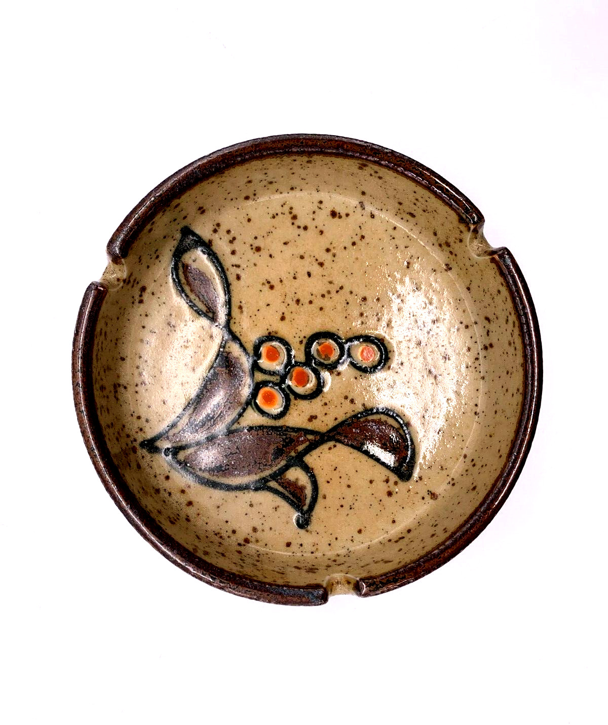 Vintage 70's MCM Otagiri Japan Brown Speckled Stoneware Pottery Ashtray Catchall Vintage 70's MCM Otagiri Japan Brown Speckled Stoneware Pottery Ashtray Catchall