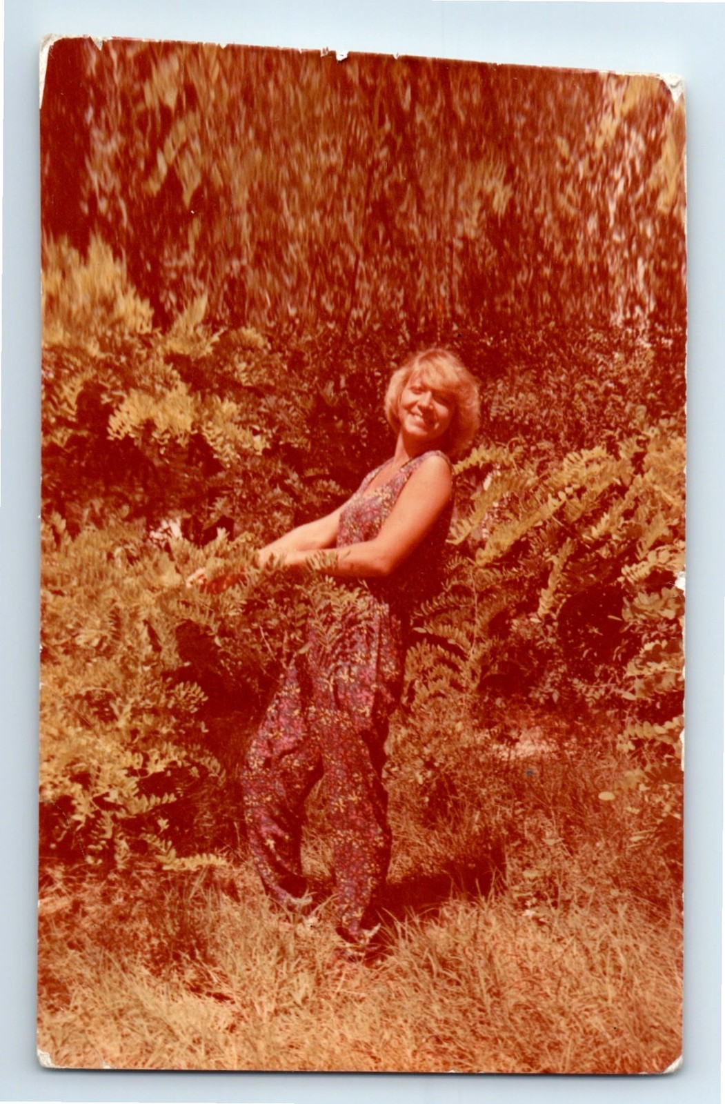 Photo Portrait USSR Woman Short Wavy Hair Floral Dress Smile Photo Portrait USSR Woman Short Wavy Hair Floral Dress Smile