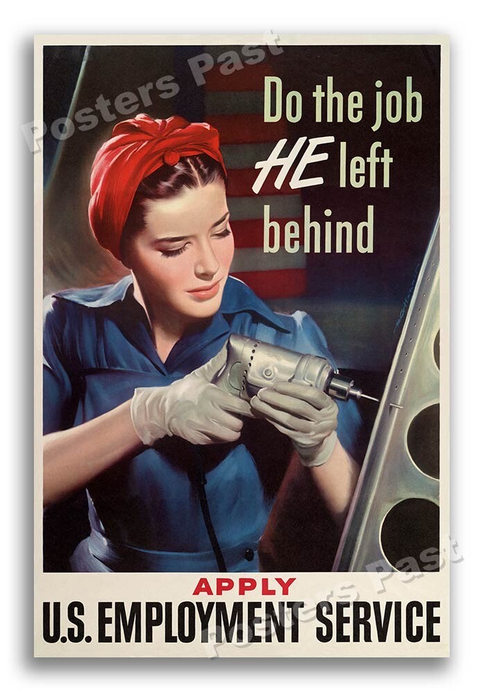 1943 Do the job HE left behind Vintage Style WW2 Poster - 16x24 1943 Do the job HE left behind Vintage Style WW2 Poster - 16x24