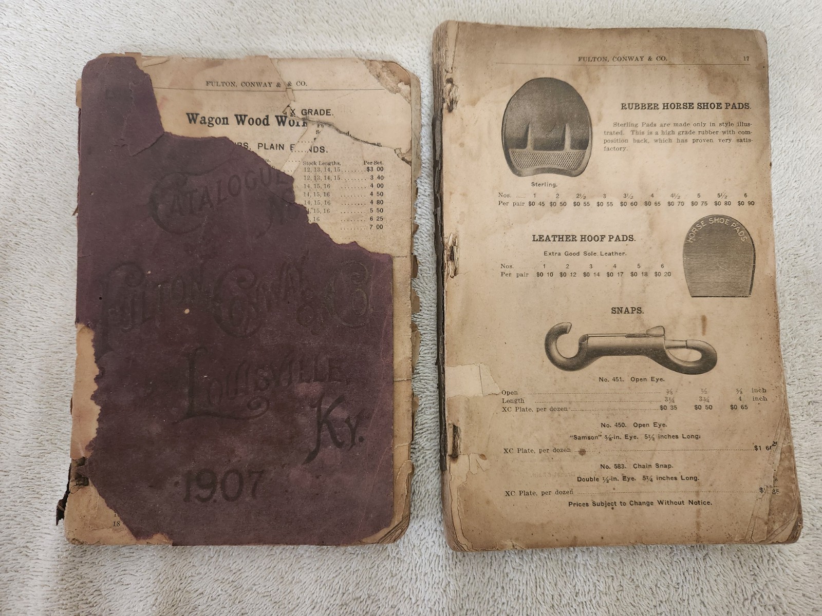 2 X 1907 Fulton Conway & Co Heavy Hardware Tools Catalogs Louisville Kentucky