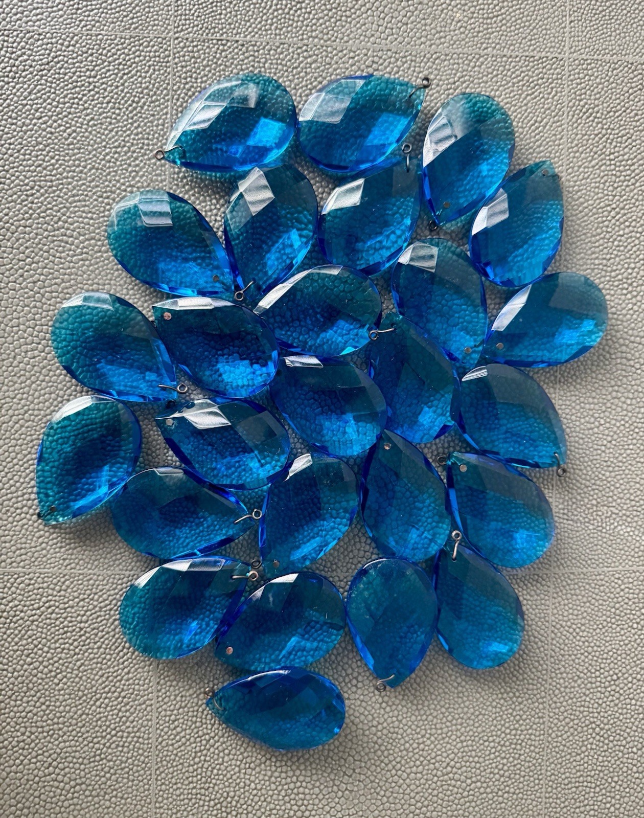 24 Vintage Italian Turquoise Glass Chandelier Prisms  2”
