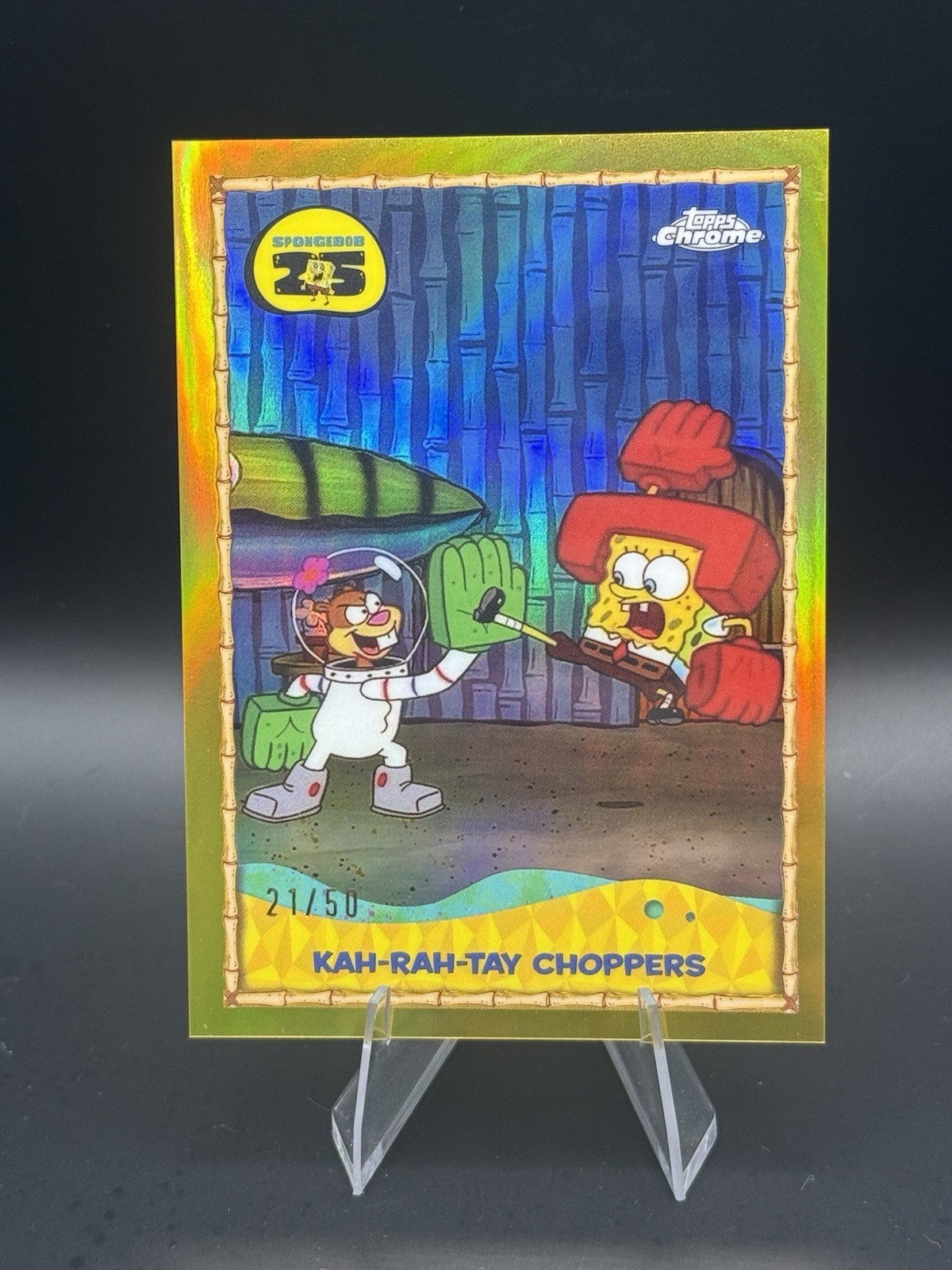 2025 Topps Chrome SpongeBob Squarepants #25-7 Karate Choppers Gold /50 2025 Topps Chrome SpongeBob Squarepants #25-7 Karate Choppers Gold /50