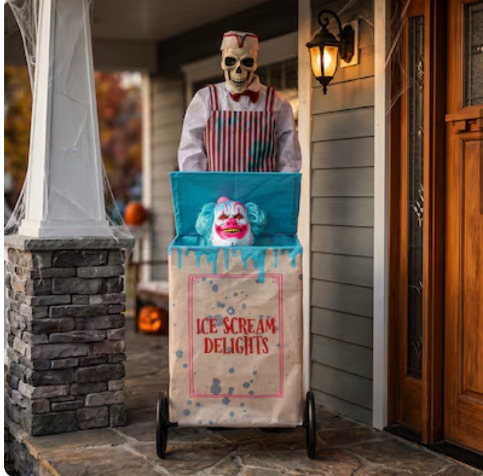 6 FT Animated Skeleton Ice Cream Ice Scream Vendor Halloween Animatronic Prop 6 FT Animated Skeleton Ice Cream Ice Scream Vendor Halloween Animatronic Prop