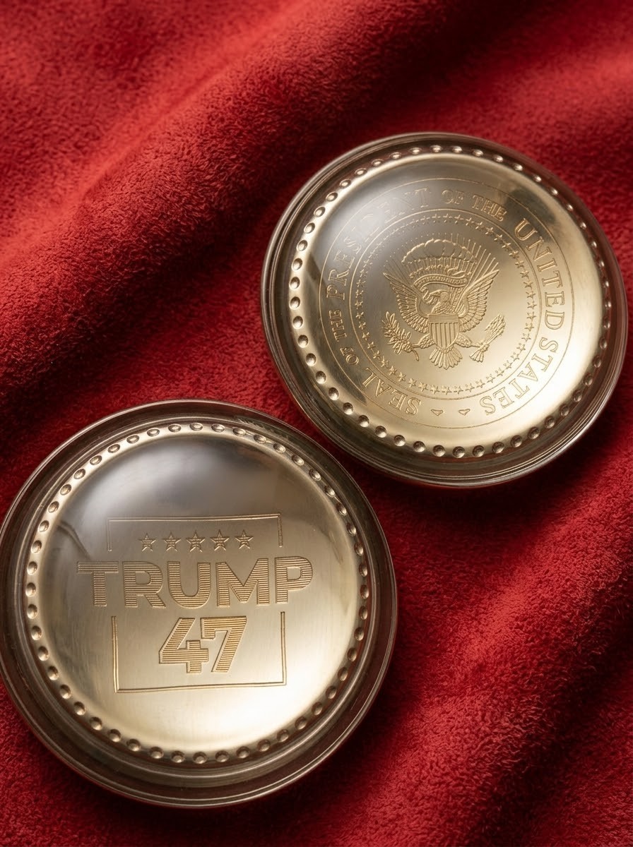 Rare Authentic President Donald J Trump 47 VIP Salisbury Pewter Paperweight Set
