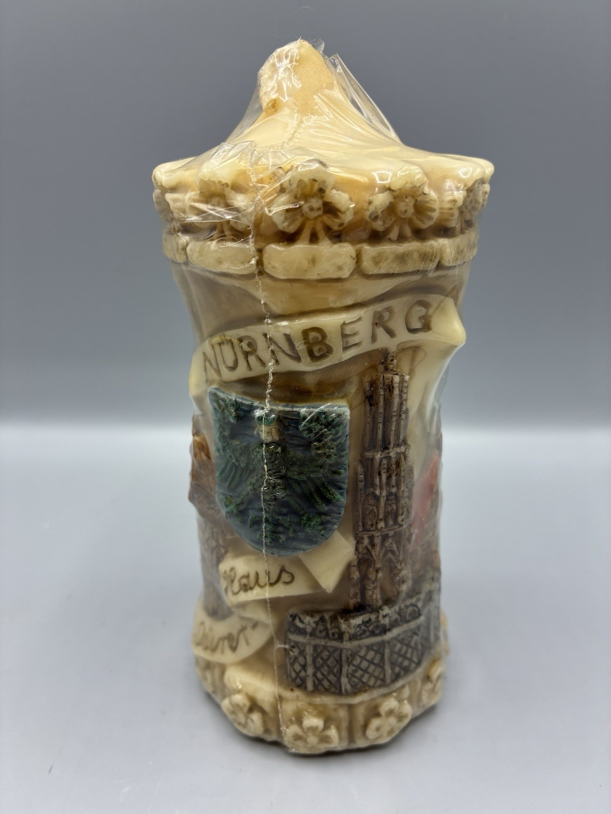 Vintage German Carved Wax Relief Candle - Nuremberg (Nürnberg) Souvenir NEW Vintage German Carved Wax Relief Candle - Nuremberg (Nürnberg) Souvenir NEW