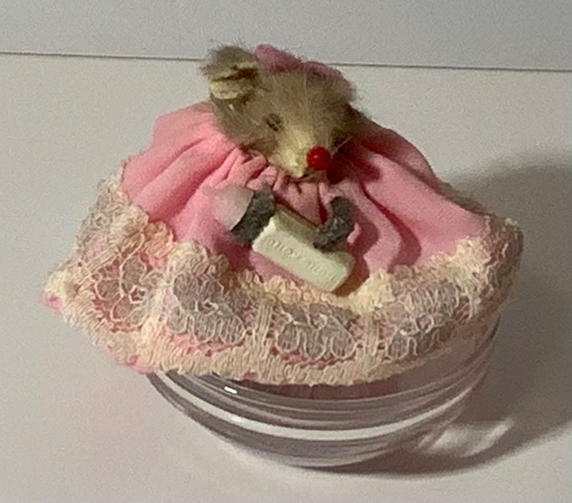 Vintage Real Fur Toys Germany Mouse Mother Holding Baby Bottle Pink Dress w/ Tag Vintage Real Fur Toys Germany Mouse Mother Holding Baby Bottle Pink Dress w/ Tag