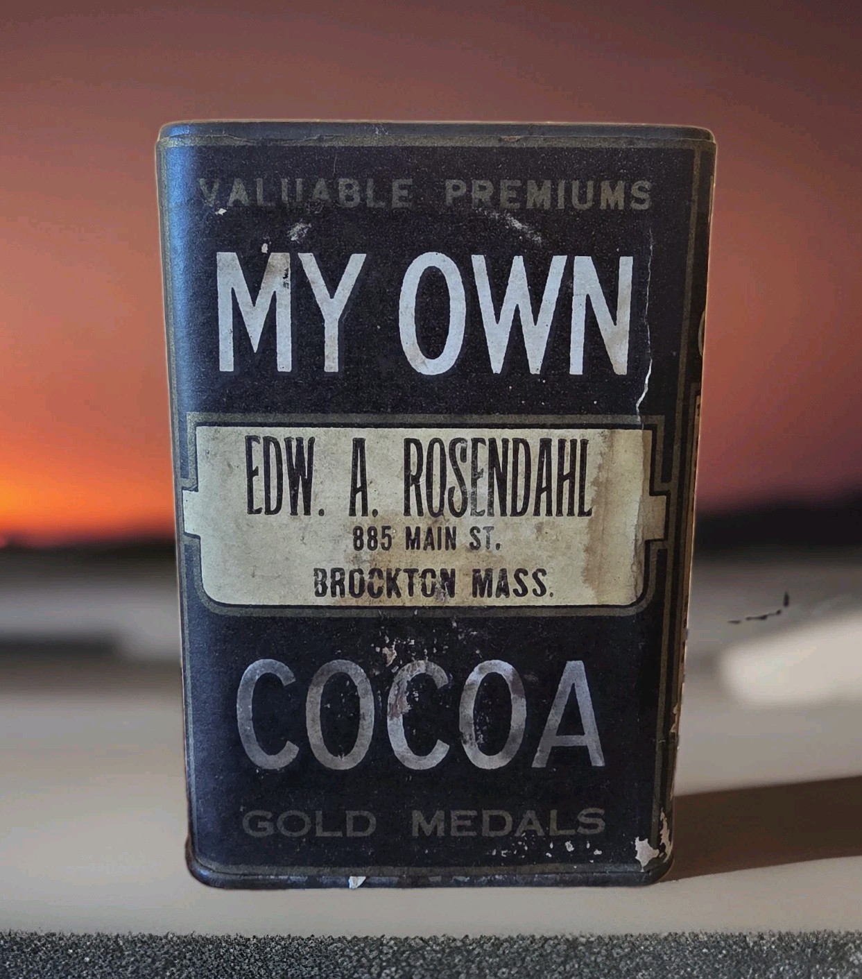 Vtg Antique My Own Pure Cocoa Tin Can Edw. A. Rosendahl Brockton Mass. Sealed Vtg Antique My Own Pure Cocoa Tin Can Edw. A. Rosendahl Brockton Mass. Sealed