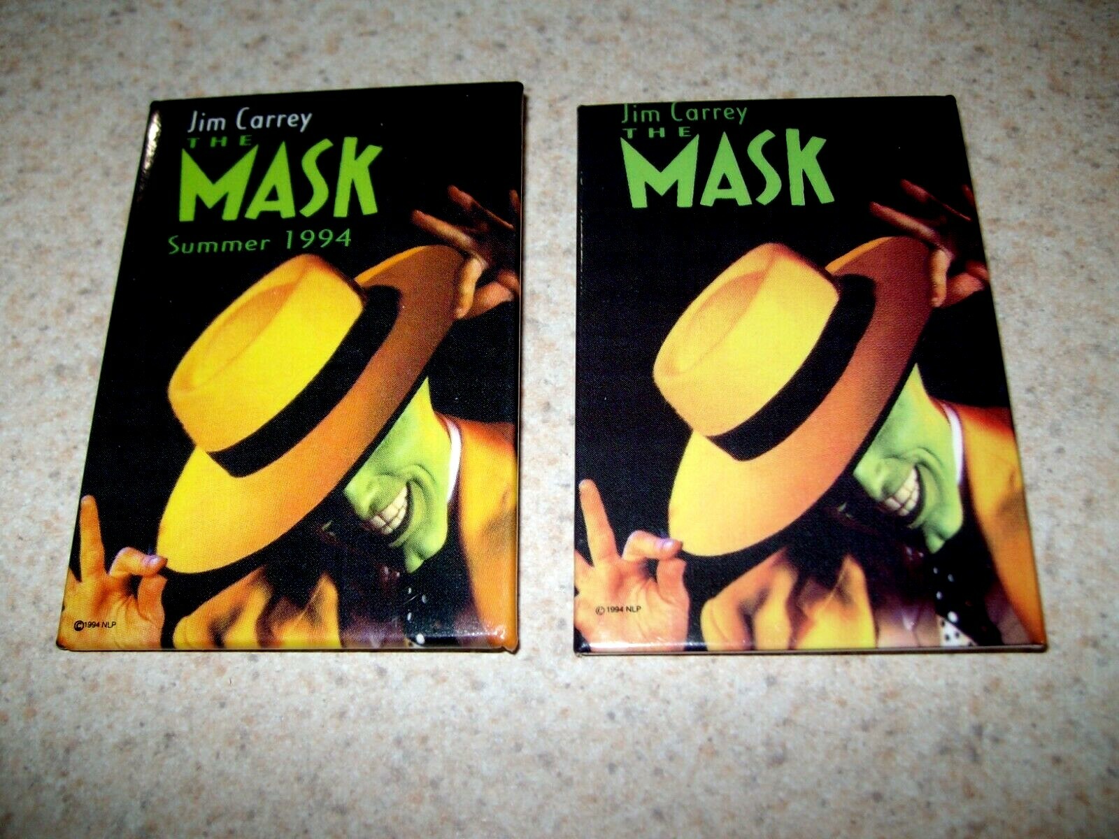 Vintage 2 dif 1994 The Mask summer Promo Pinback Button Jim Carrey Movie