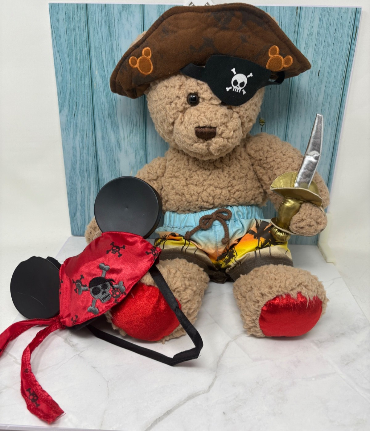 Build a Bear Disney Park Exclusive Pirate Lot Mickey Ears Pirate Hat Sword *Read Build a Bear Disney Park Exclusive Pirate Lot Mickey Ears Pirate Hat Sword *Read