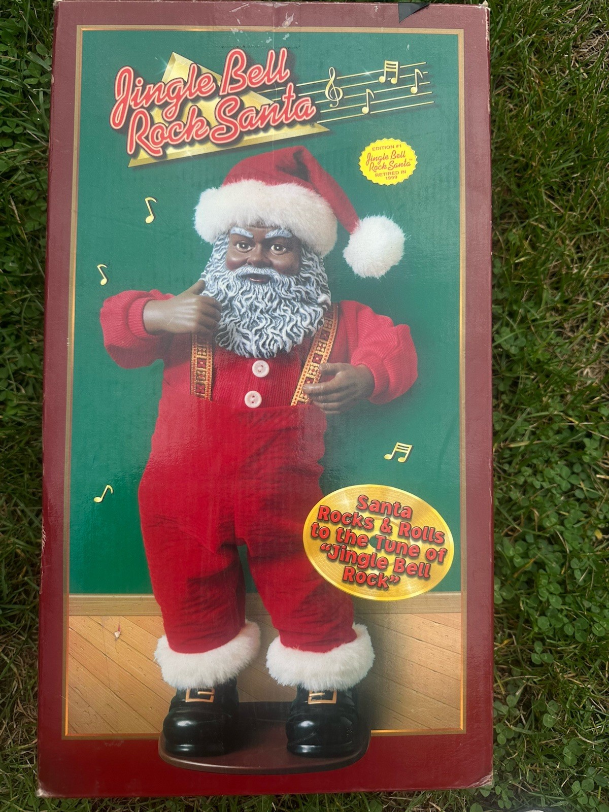Vintage 1998 Jingle Bell Rock Santa African American Black Santa Claus New Vintage 1998 Jingle Bell Rock Santa African American Black Santa Claus New