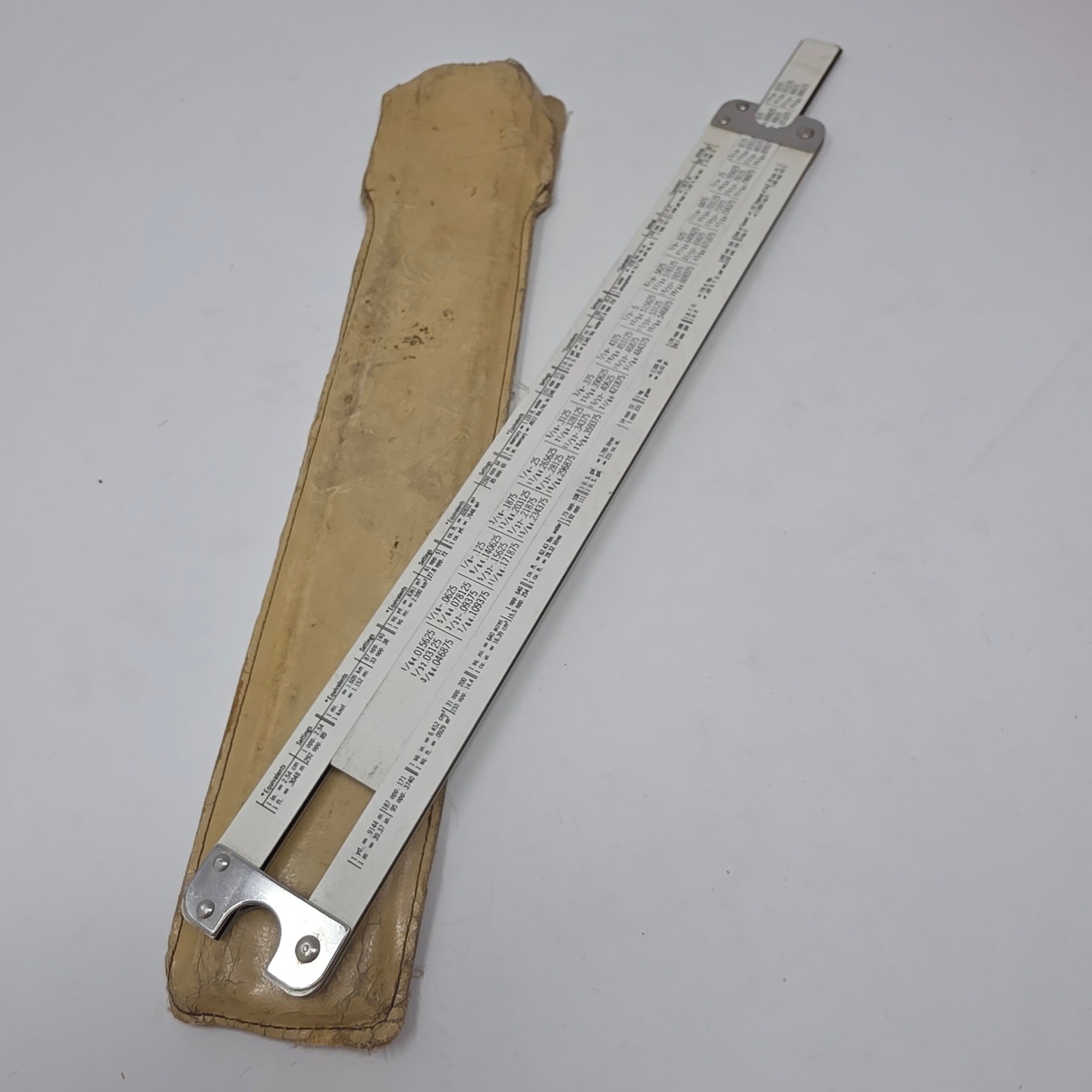 Acu-Math No. 500 Slide Rule White Logarithmic Scale w/ Leather Case Vintage USA Acu-Math No. 500 Slide Rule White Logarithmic Scale w/ Leather Case Vintage USA