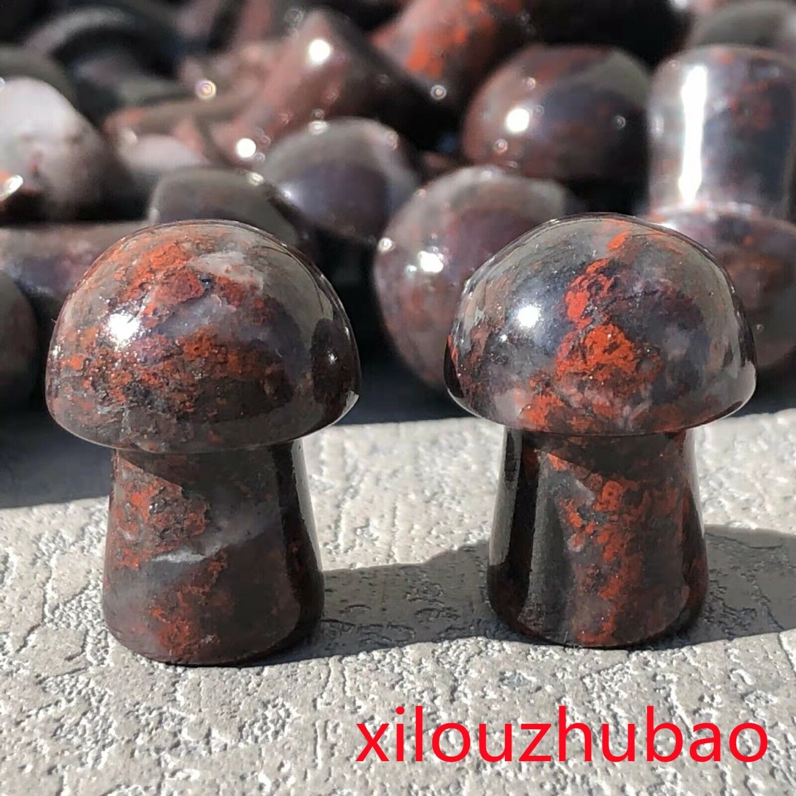 50PC Natural Flower red stone Quartz Crystal Mushroom/Carved Reiki Healing