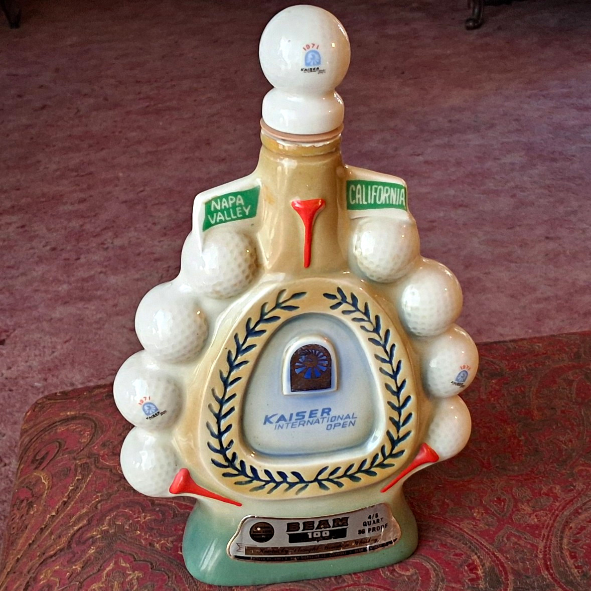 Jim Beam Ceramic Bourbon Decanter-1971 Kaiser Intnl Golf Open Commemorative