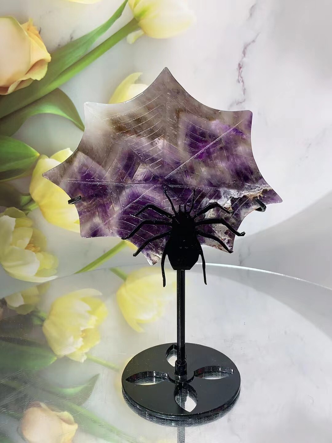 1pc  Natural  amethyst Spider wings Crystal animal wings carving  Home decor