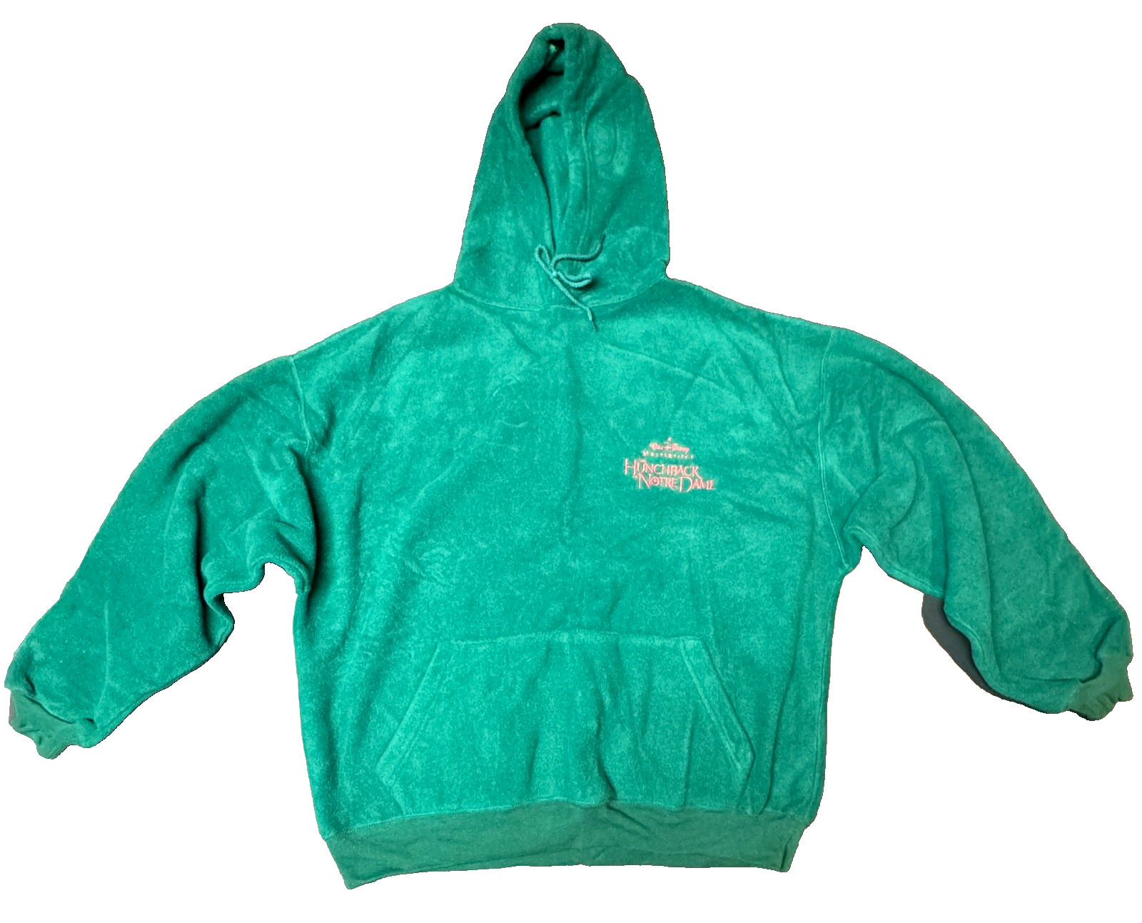 Vintage (1996) DISNEY'S HUNCHBACK OF NOTRE DAME Hooded Green Fleece Sweatshirt