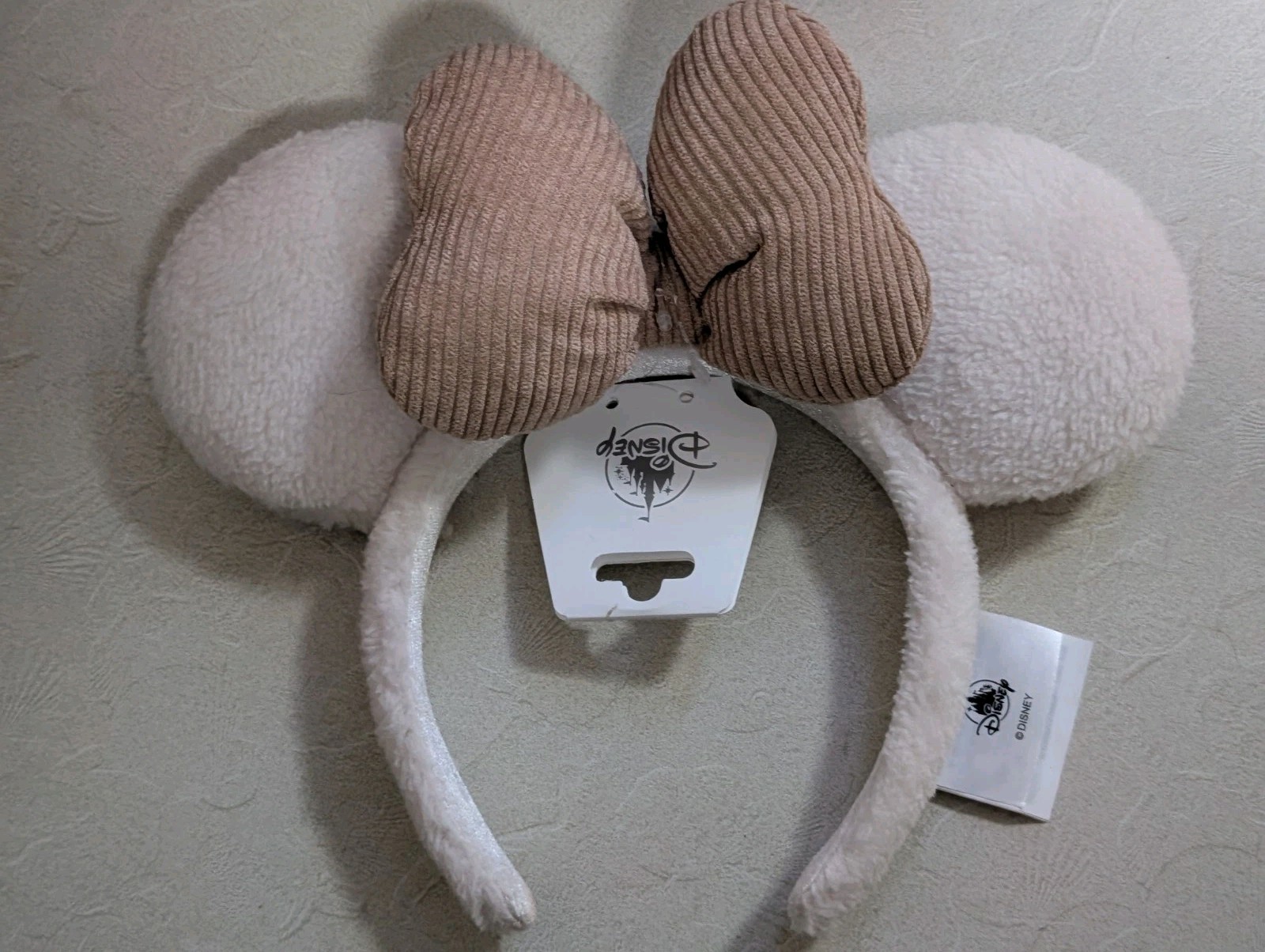 Disney Parks Sherpa Fuzzy White and Corduroy Bow Minnie Ears Headband New 2026 Disney Parks Sherpa Fuzzy White and Corduroy Bow Minnie Ears Headband New 2026