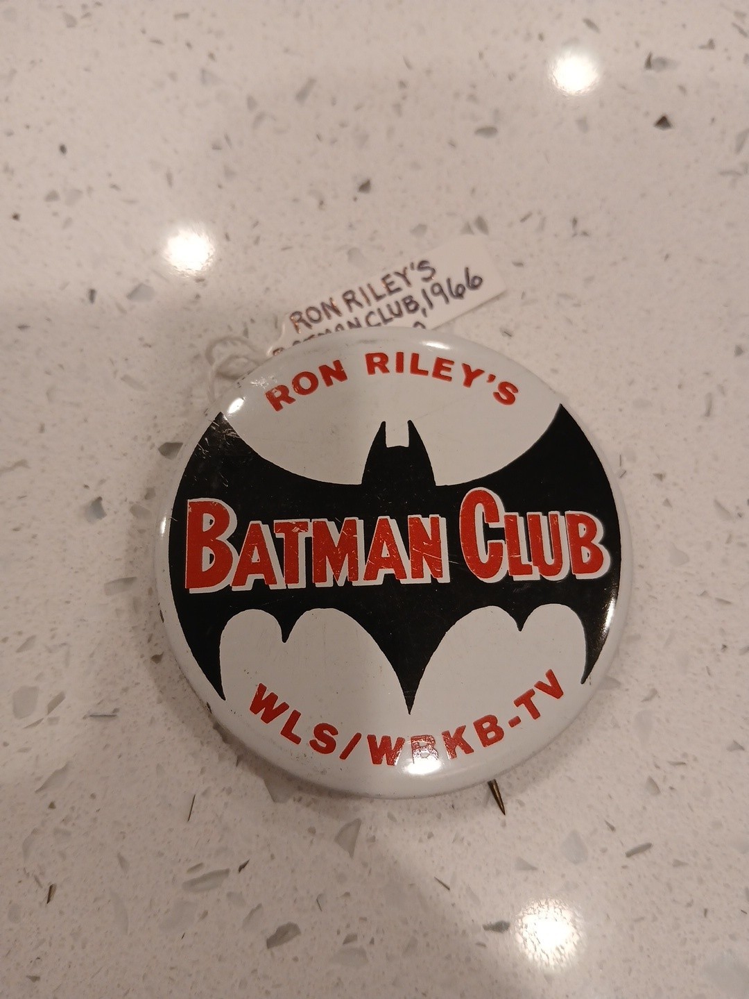 Original Ron Riley's Batman Club Vintage Pinback Button 1960s WLS/WBKB-TV