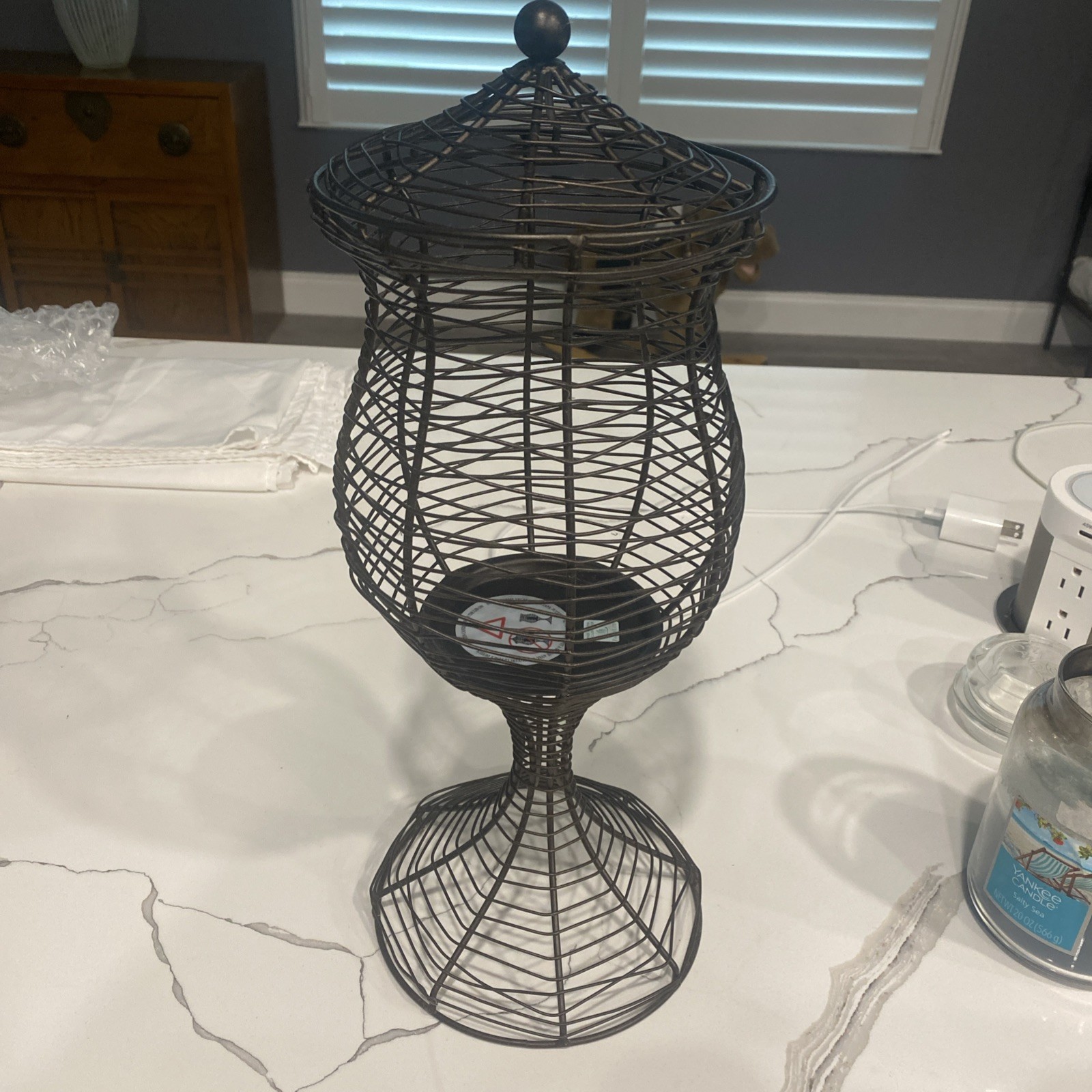Beautiful Partylite Wire Candle Holder Pedestal & Lid 16” x 6.5” Beautiful Partylite Wire Candle Holder Pedestal & Lid 16” x 6.5”