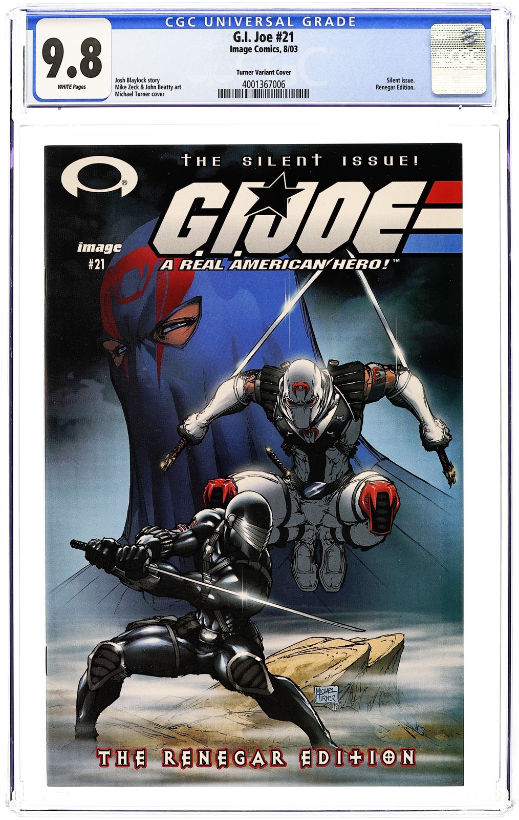 GI Joe #21 Renegar No Foil Variant CGC 9.8 2003 4001367006 GI Joe #21 Renegar No Foil Variant CGC 9.8 2003 4001367006